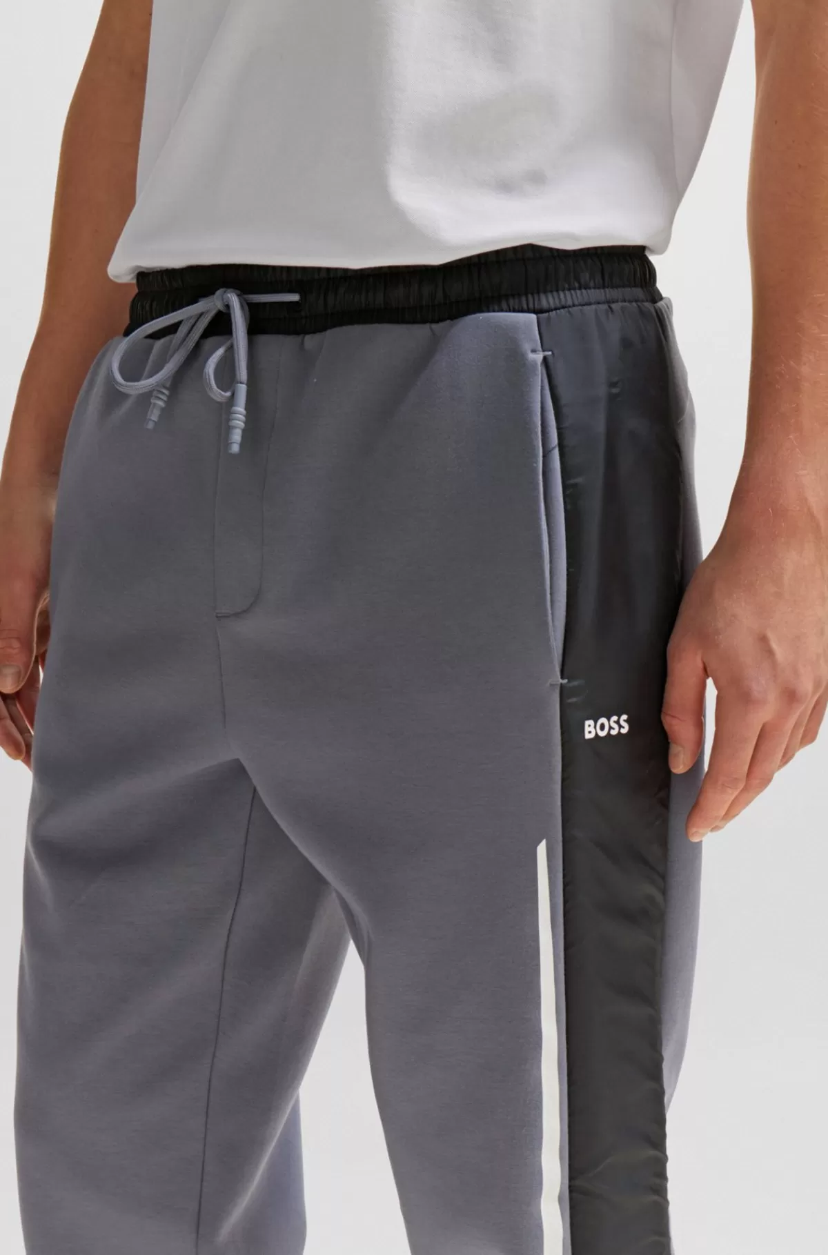 HUGO BOSS Tracksuit-bukser I Blandede Materialer Med Printet Logo Grå Cheap