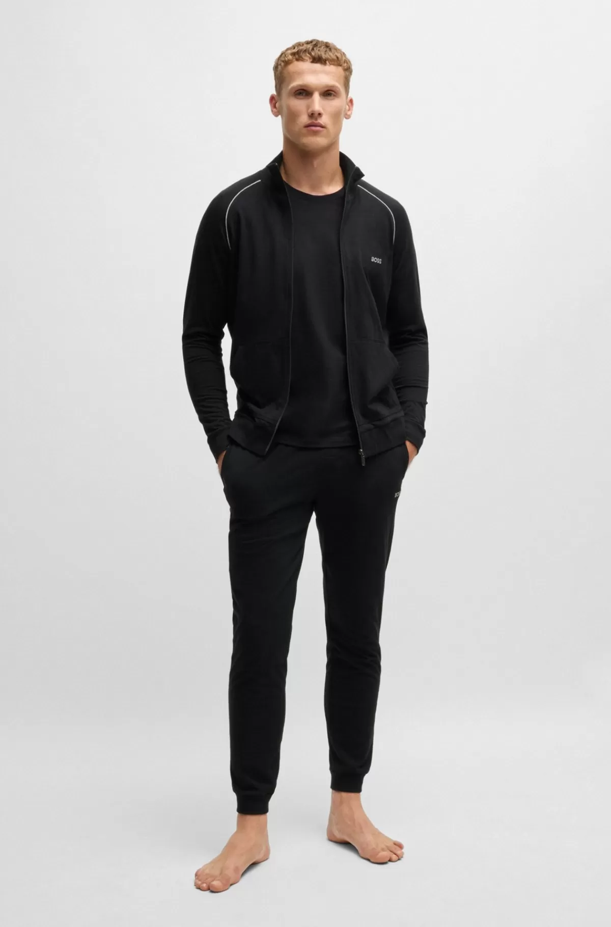 HUGO BOSS Tracksuit-bukser I Bomuld Med Stræk Med Broderet Logo Sort Outlet