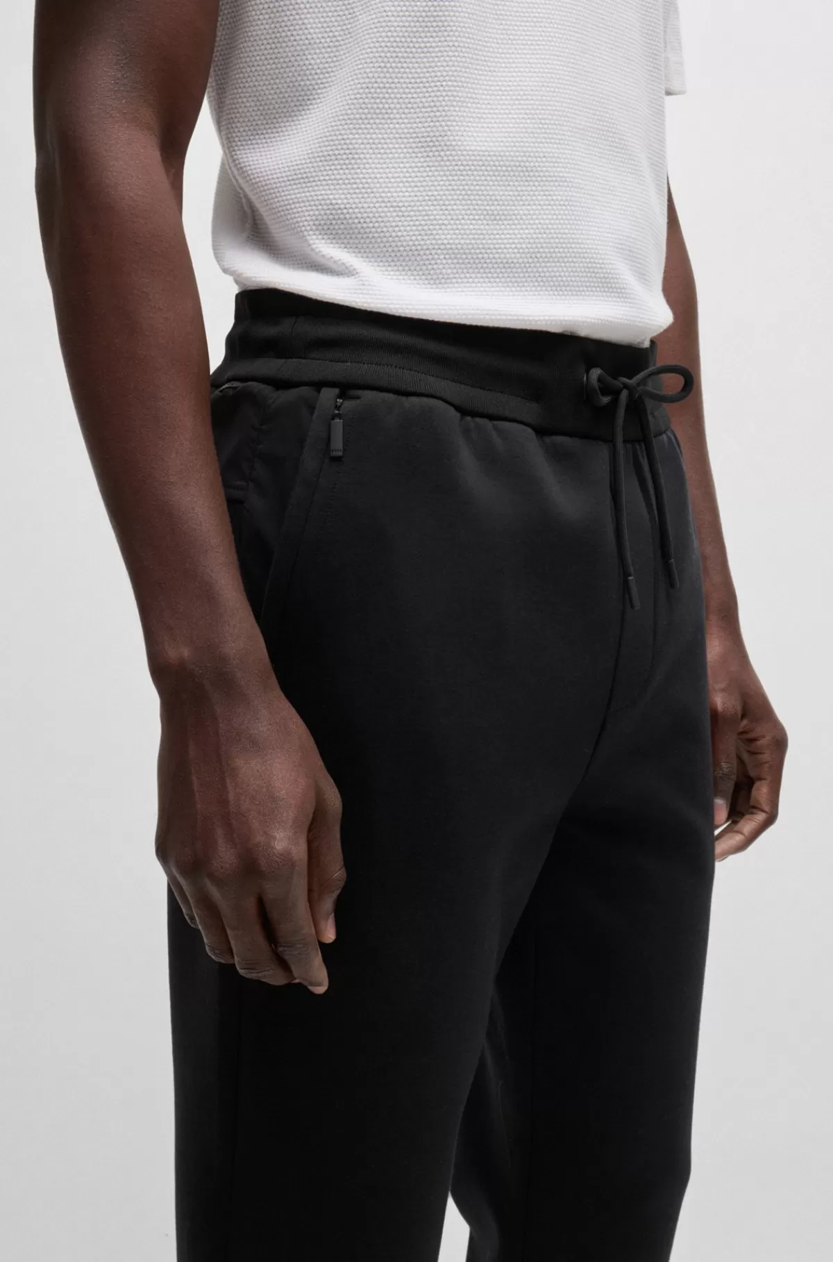 HUGO BOSS Tracksuit-bukser I Bomuldsblanding Med Kontrastindsats Sort Clearance