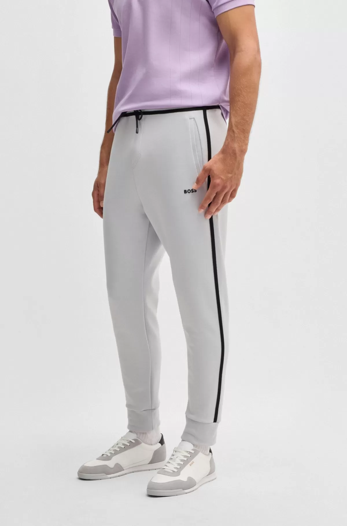 HUGO BOSS Tracksuit-bukser I Bomuldsblanding Med Logo Lysegrå Online