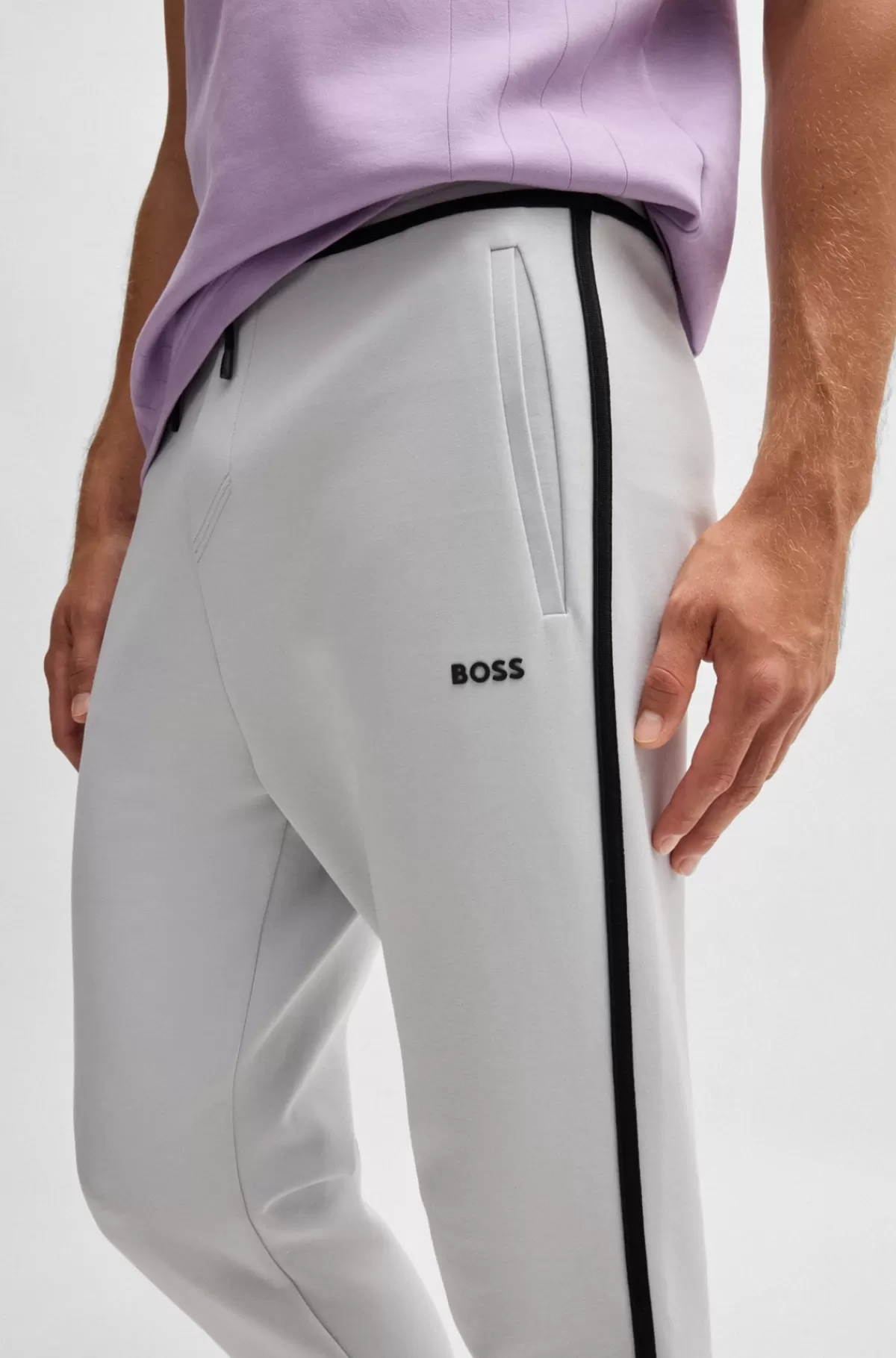 HUGO BOSS Tracksuit-bukser I Bomuldsblanding Med Logo Lysegrå Online
