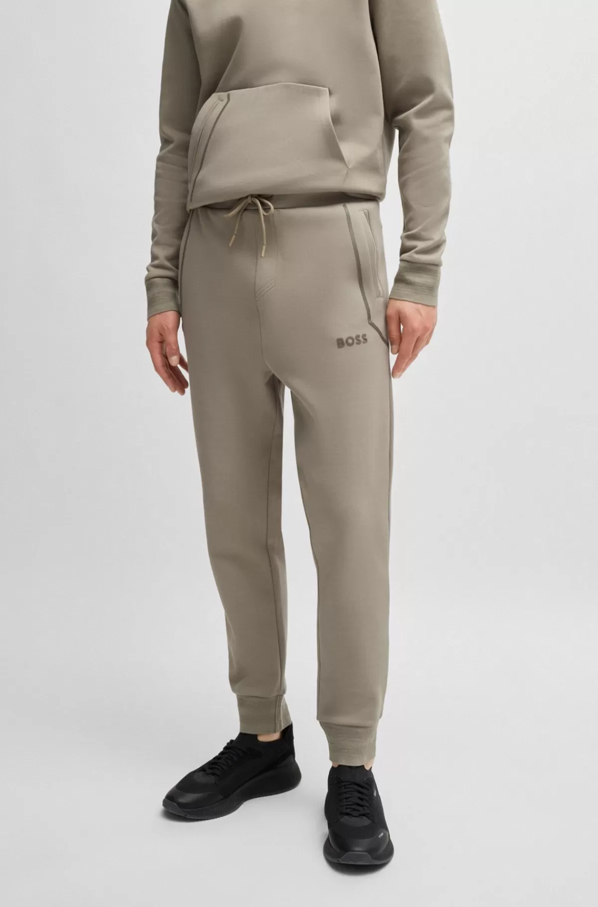 HUGO BOSS Tracksuit-bukser I Bomuldsblanding Med Logo Med Spejleffekt Beige Shop