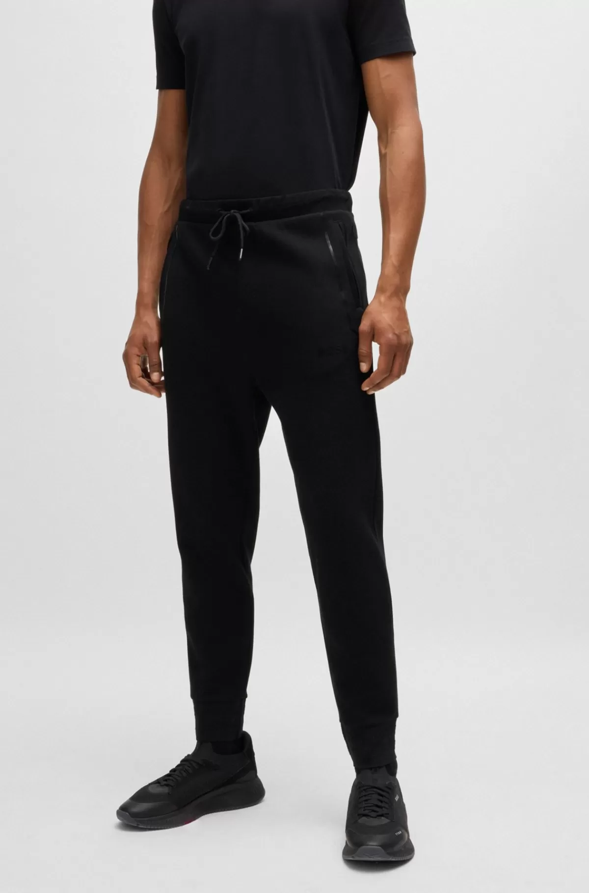 HUGO BOSS Tracksuit-bukser I Bomuldsblanding Med Logo Med Spejleffekt Sort Hot