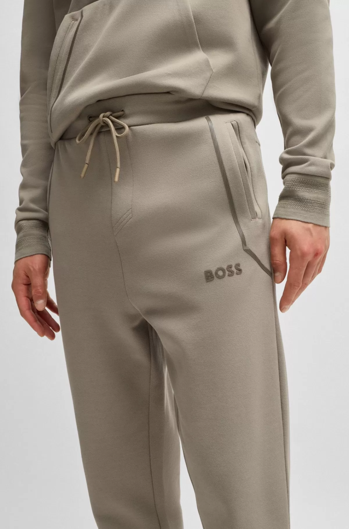 HUGO BOSS Tracksuit-bukser I Bomuldsblanding Med Logo Med Spejleffekt Beige Shop