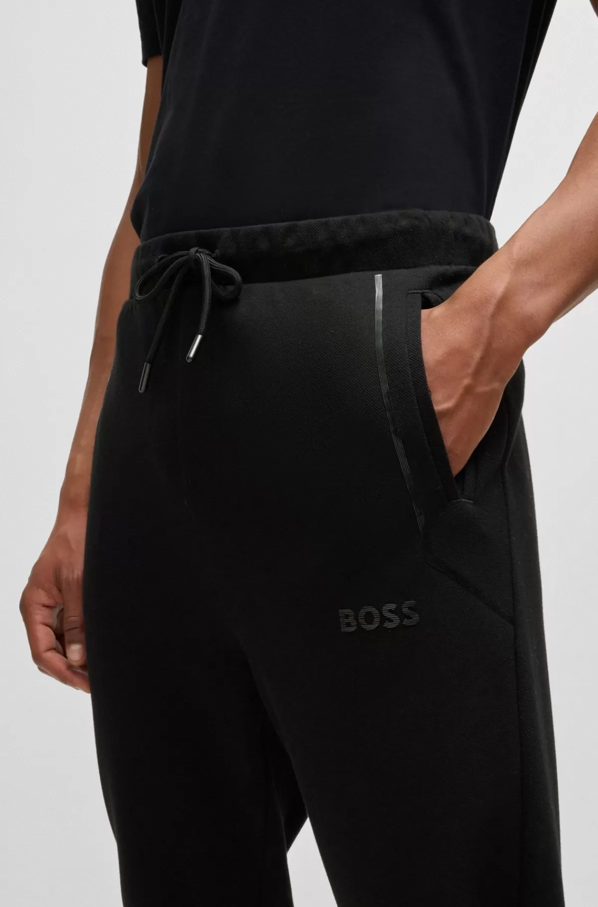 HUGO BOSS Tracksuit-bukser I Bomuldsblanding Med Logo Med Spejleffekt Sort Hot