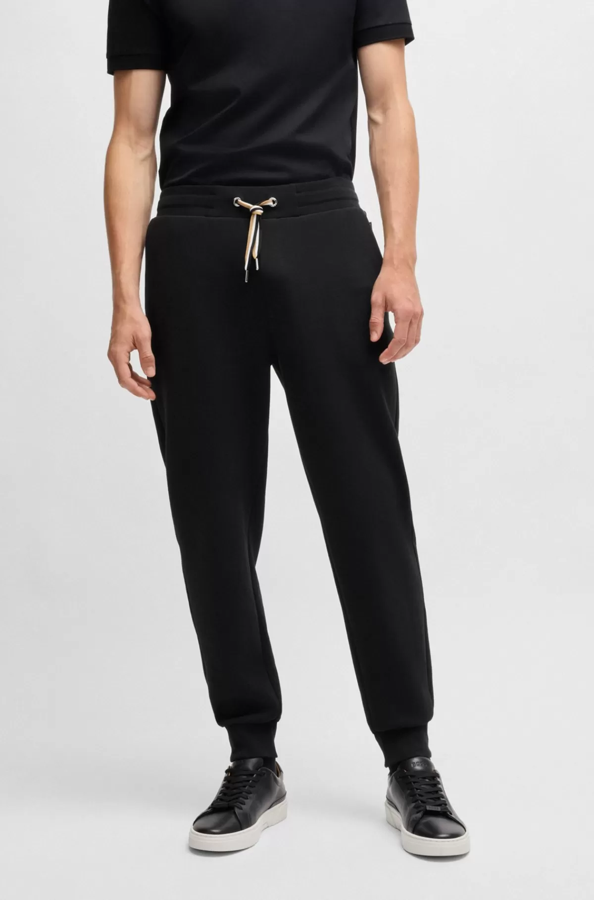 HUGO BOSS Tracksuit-bukser I Bomuldsblanding Med Signaturstribede Snore Sort Best Sale