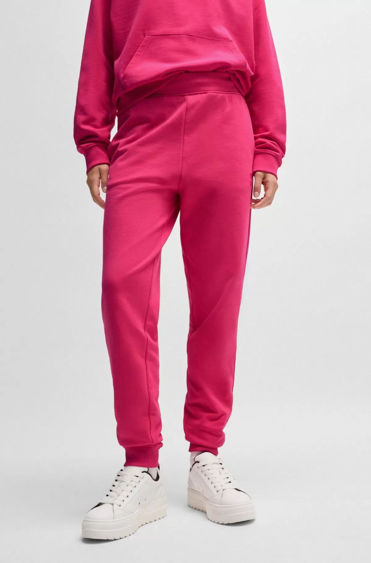 HUGO BOSS Tracksuit-bukser I Bomuldsfrotté Med Stablet Logo Mørk pink Cheap