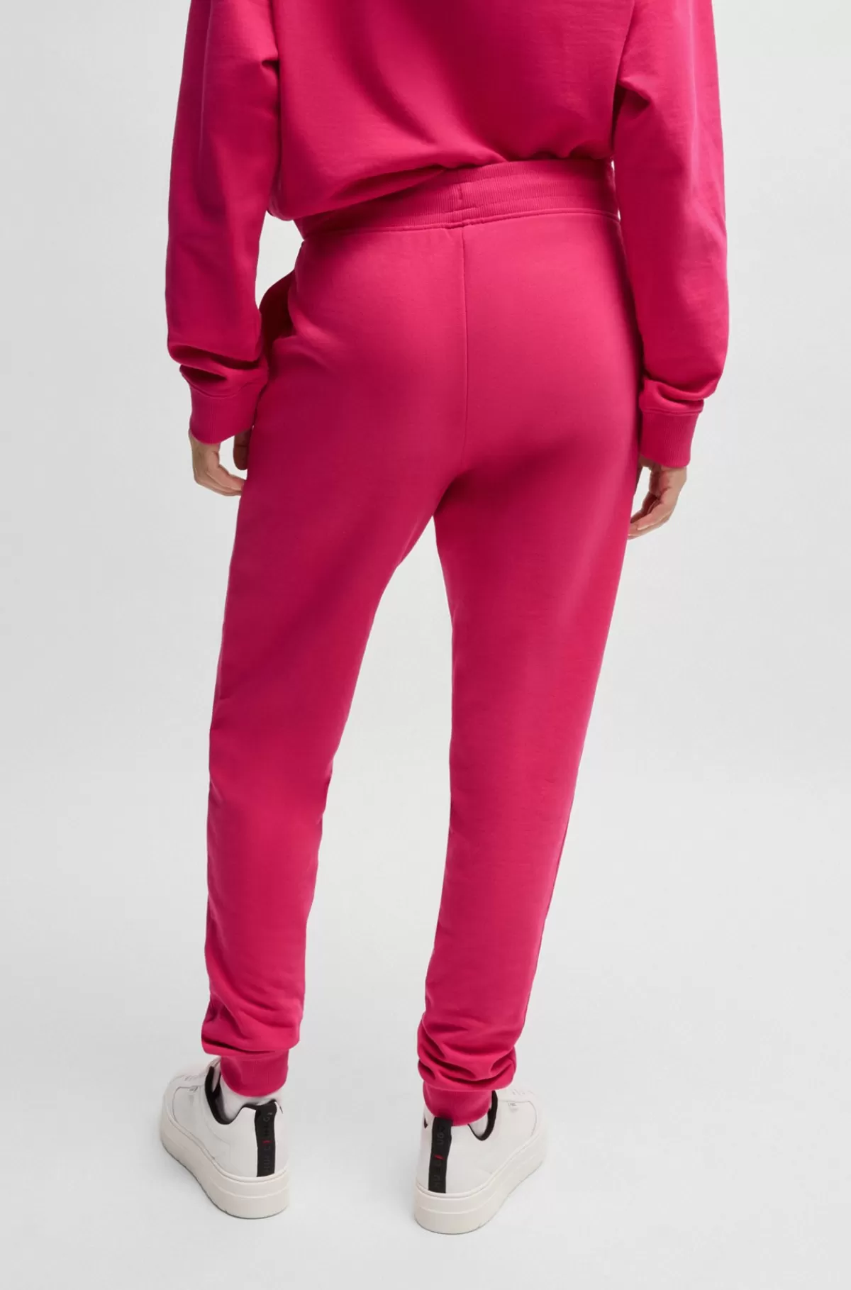 HUGO BOSS Tracksuit-bukser I Bomuldsfrotté Med Stablet Logo Mørk pink Cheap