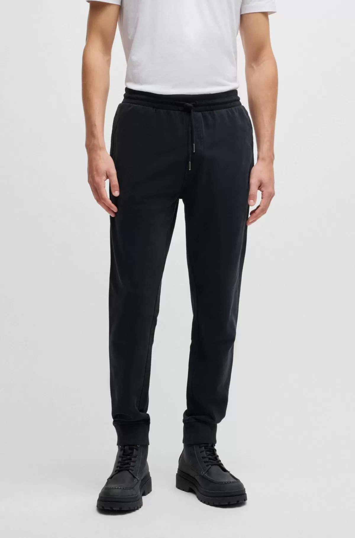HUGO BOSS Tracksuit-bukser I Ferskenblød Bomuld Med Logo Mørkeblå Flash Sale