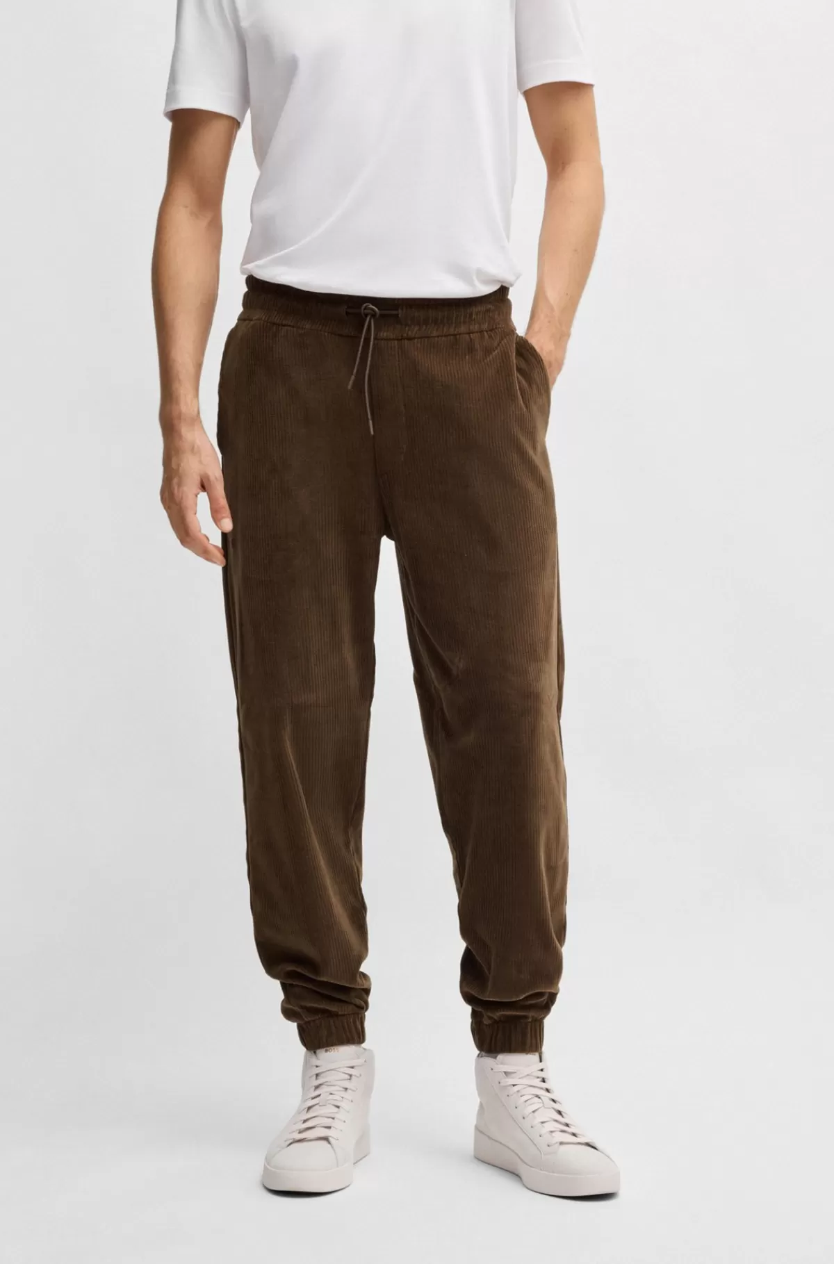 HUGO BOSS Tracksuit-bukser I Fløjl Med Stræk Fra BOSS SELECTED BY BECKHAM Brun Online