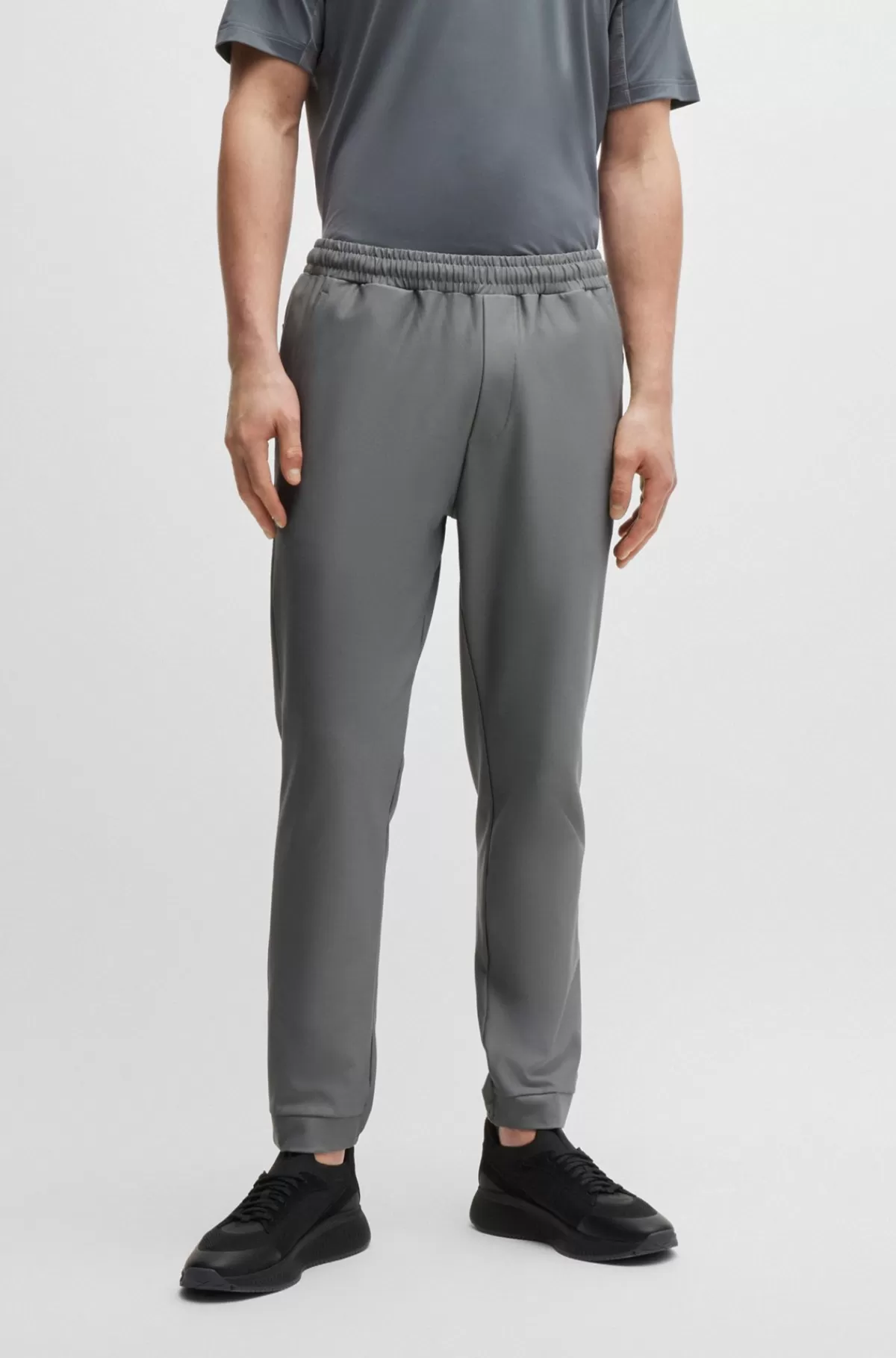 HUGO BOSS Tracksuit-bukser I Stof Med Stræk Og Dekorativt, Reflekterende Logo Grå Fashion
