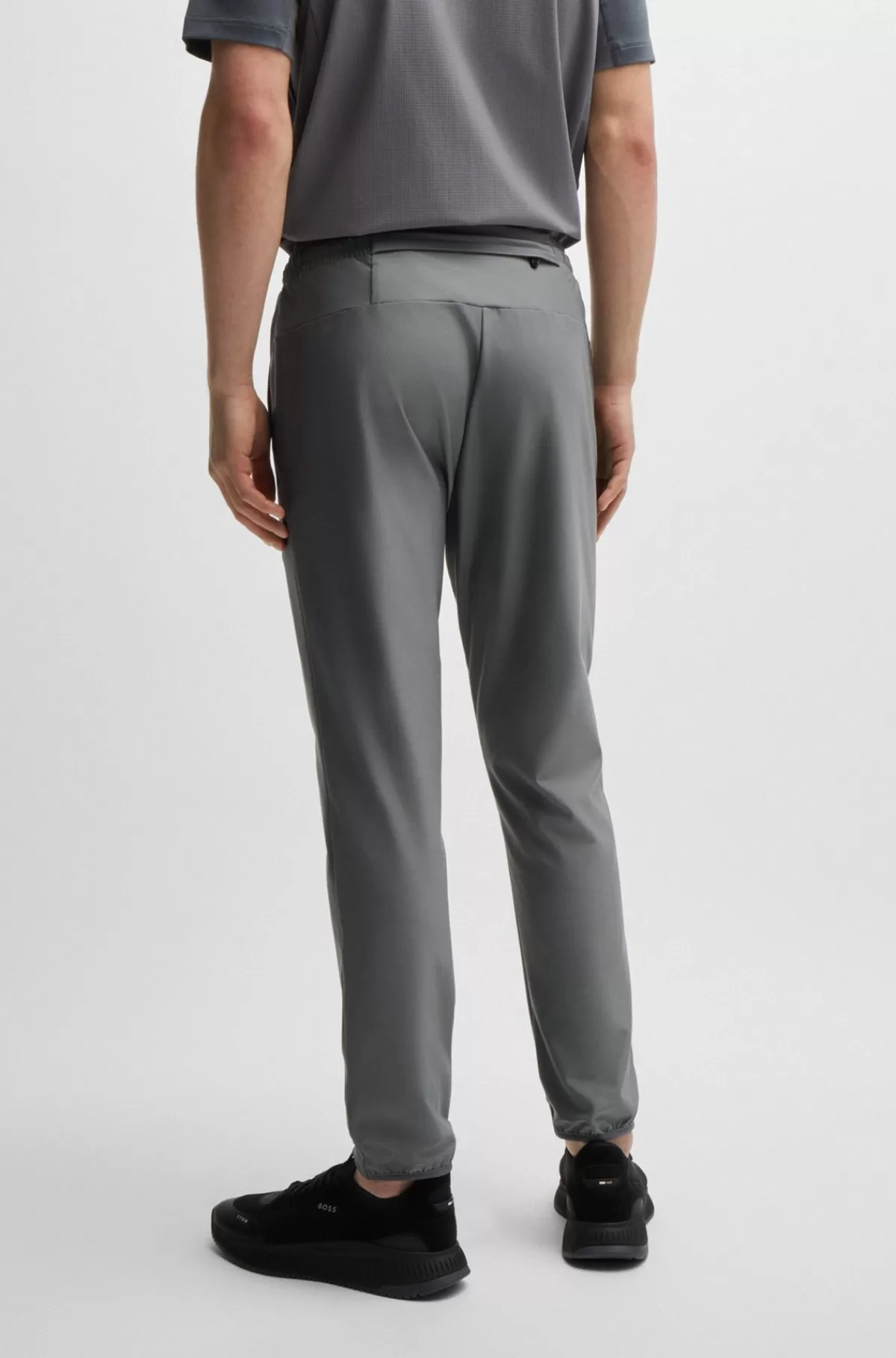 HUGO BOSS Tracksuit-bukser I Stof Med Stræk Og Dekorativt, Reflekterende Logo Grå Fashion