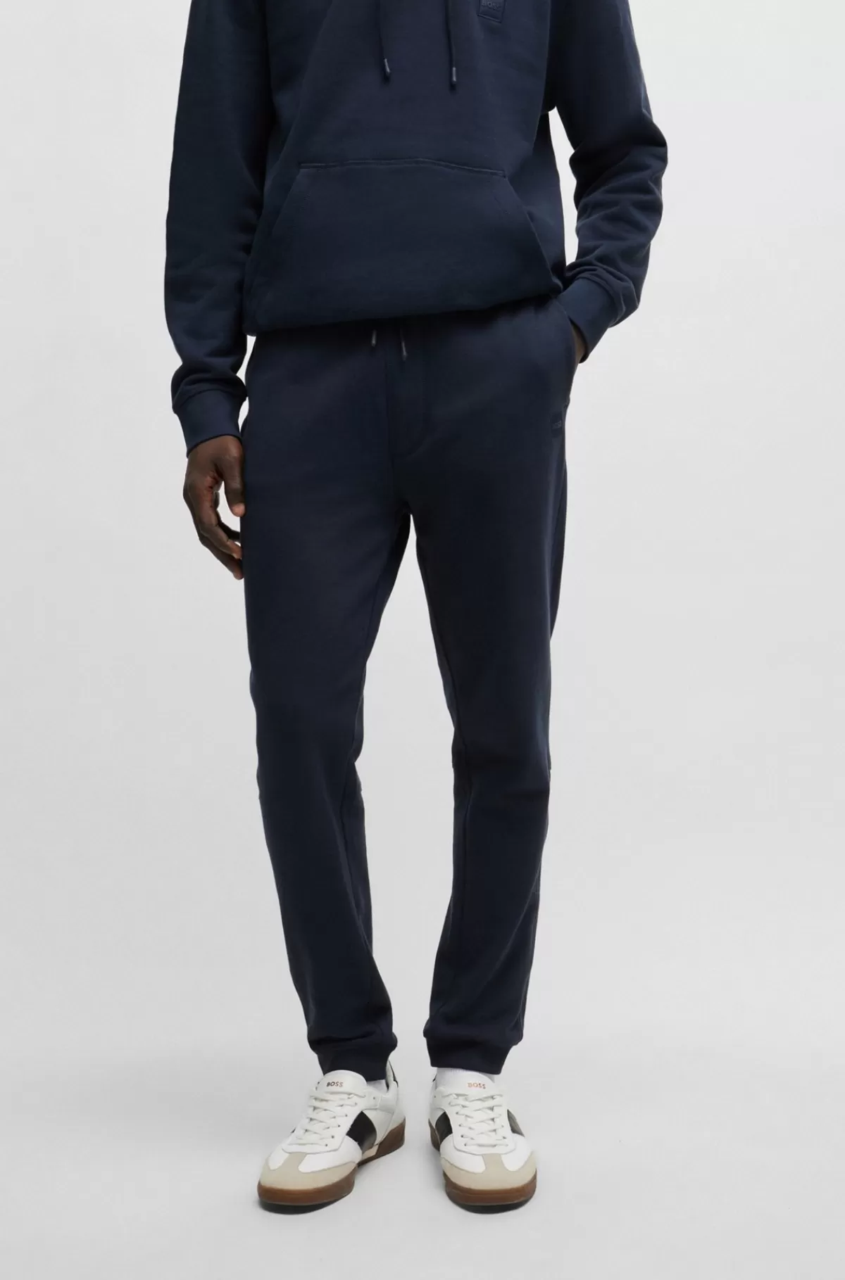 HUGO BOSS Tracksuit-bukser I Sweatkvalitet Af Bomuld Med Logomærke Mørkeblå Fashion