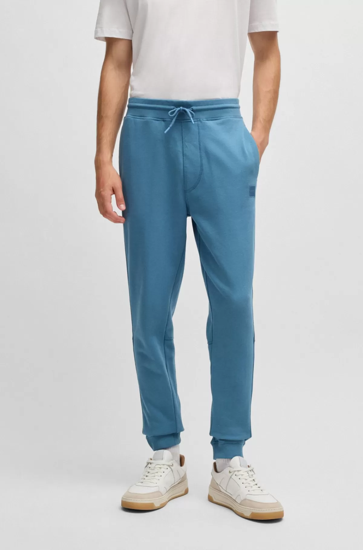 HUGO BOSS Tracksuit-bukser I Sweatkvalitet Af Bomuld Med Logomærke Blå Discount