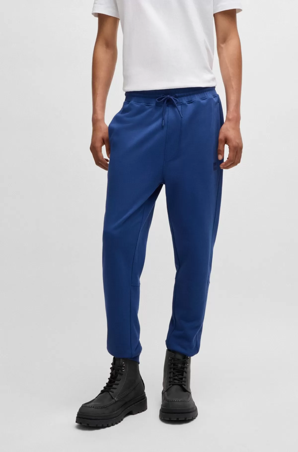 HUGO BOSS Tracksuit-bukser I Sweatkvalitet Af Bomuld Med Logomærke Blå New