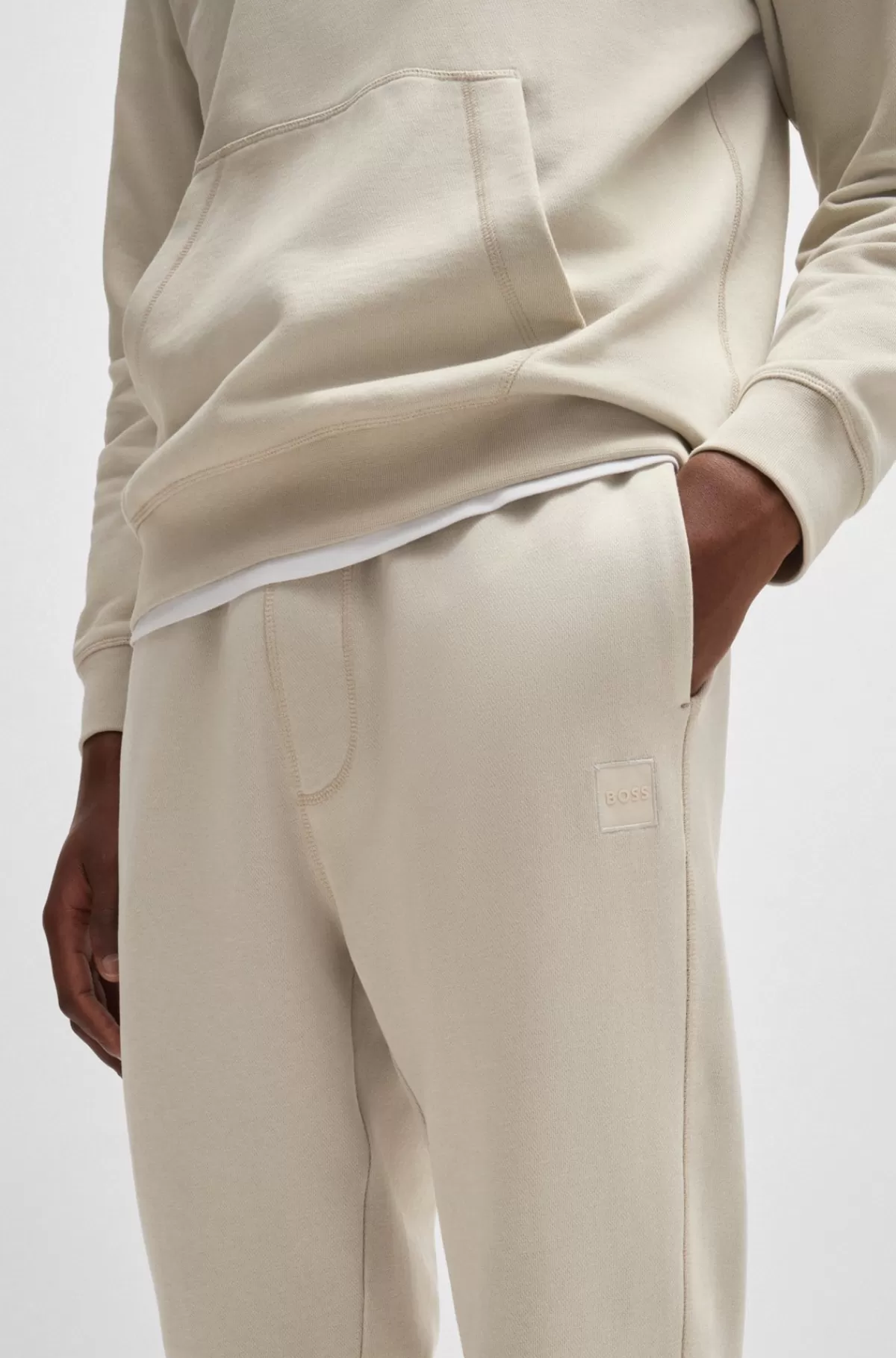 HUGO BOSS Tracksuit-bukser I Sweatkvalitet Af Bomuld Med Logomærke Lys beige New