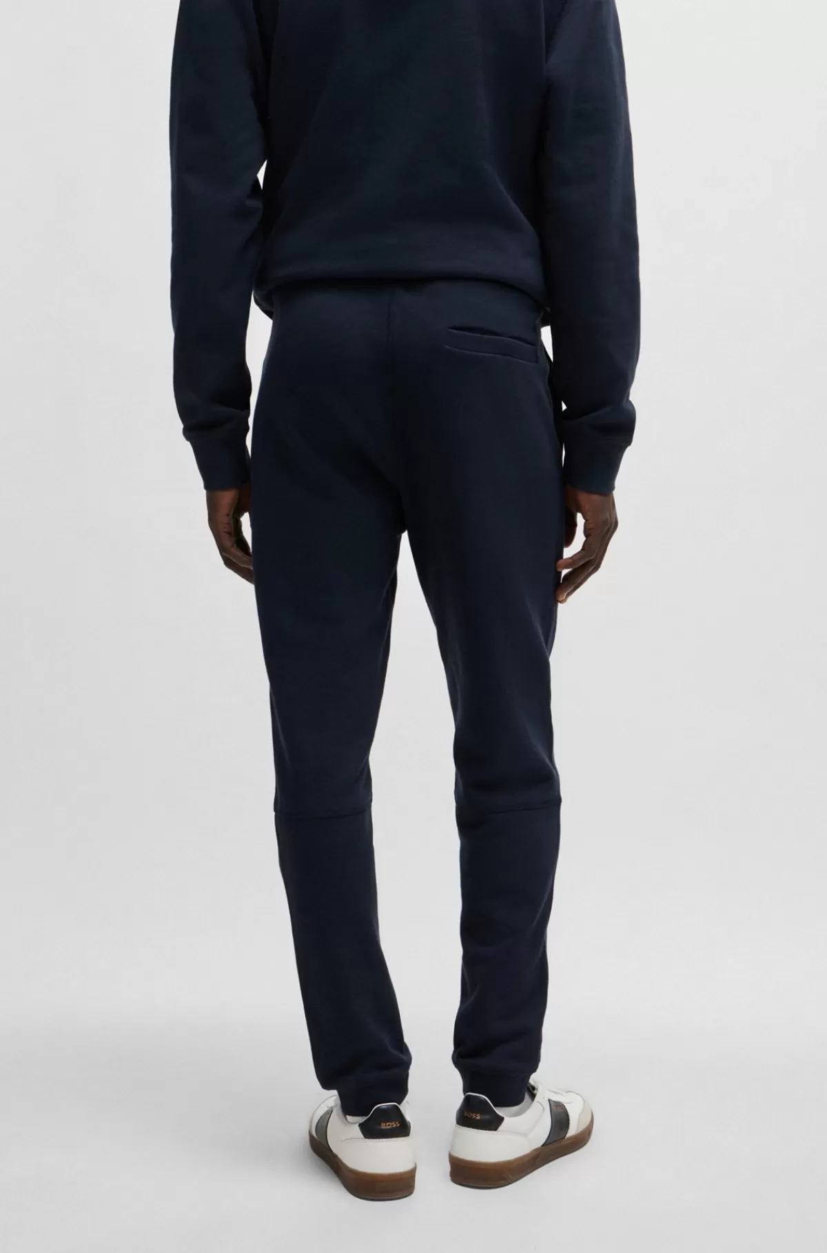 HUGO BOSS Tracksuit-bukser I Sweatkvalitet Af Bomuld Med Logomærke Mørkeblå Fashion