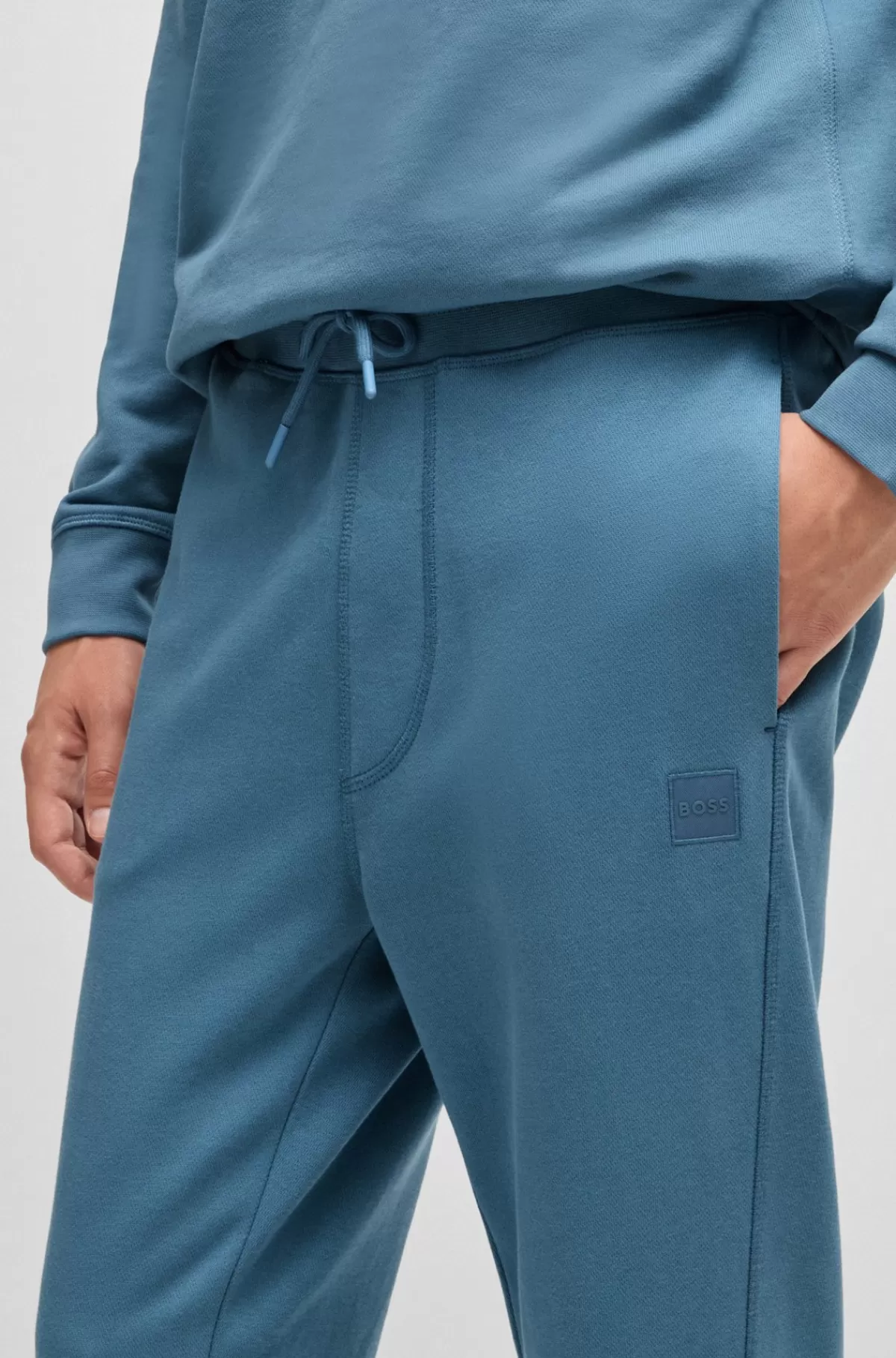 HUGO BOSS Tracksuit-bukser I Sweatkvalitet Af Bomuld Med Logomærke Blå Discount