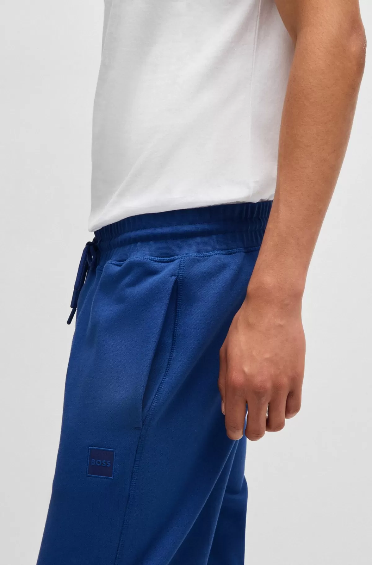 HUGO BOSS Tracksuit-bukser I Sweatkvalitet Af Bomuld Med Logomærke Blå New