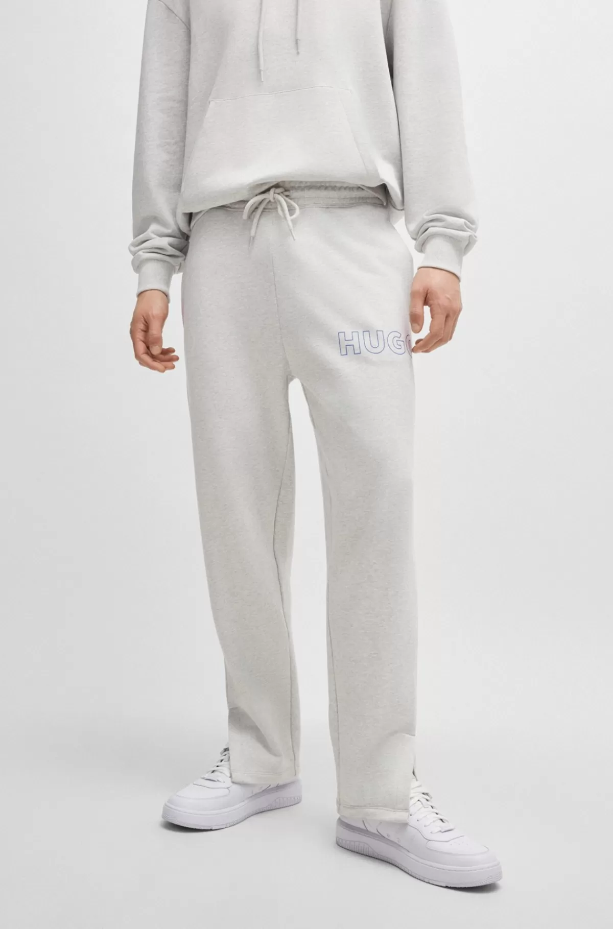 HUGO BOSS Tracksuit-bukser I Sweatkvalitet Af Bomuld Med Loose Fit Og Konturlogo Lysegrå Online