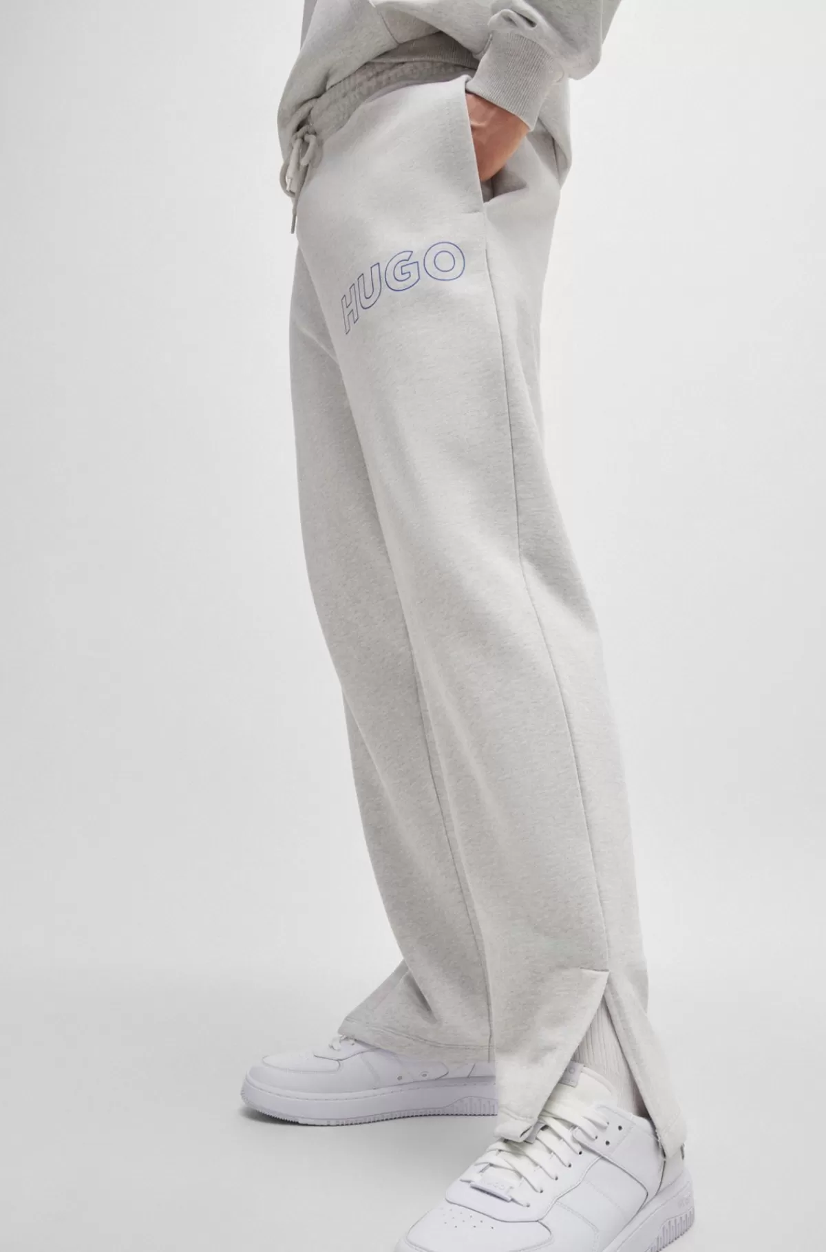 HUGO BOSS Tracksuit-bukser I Sweatkvalitet Af Bomuld Med Loose Fit Og Konturlogo Lysegrå Online