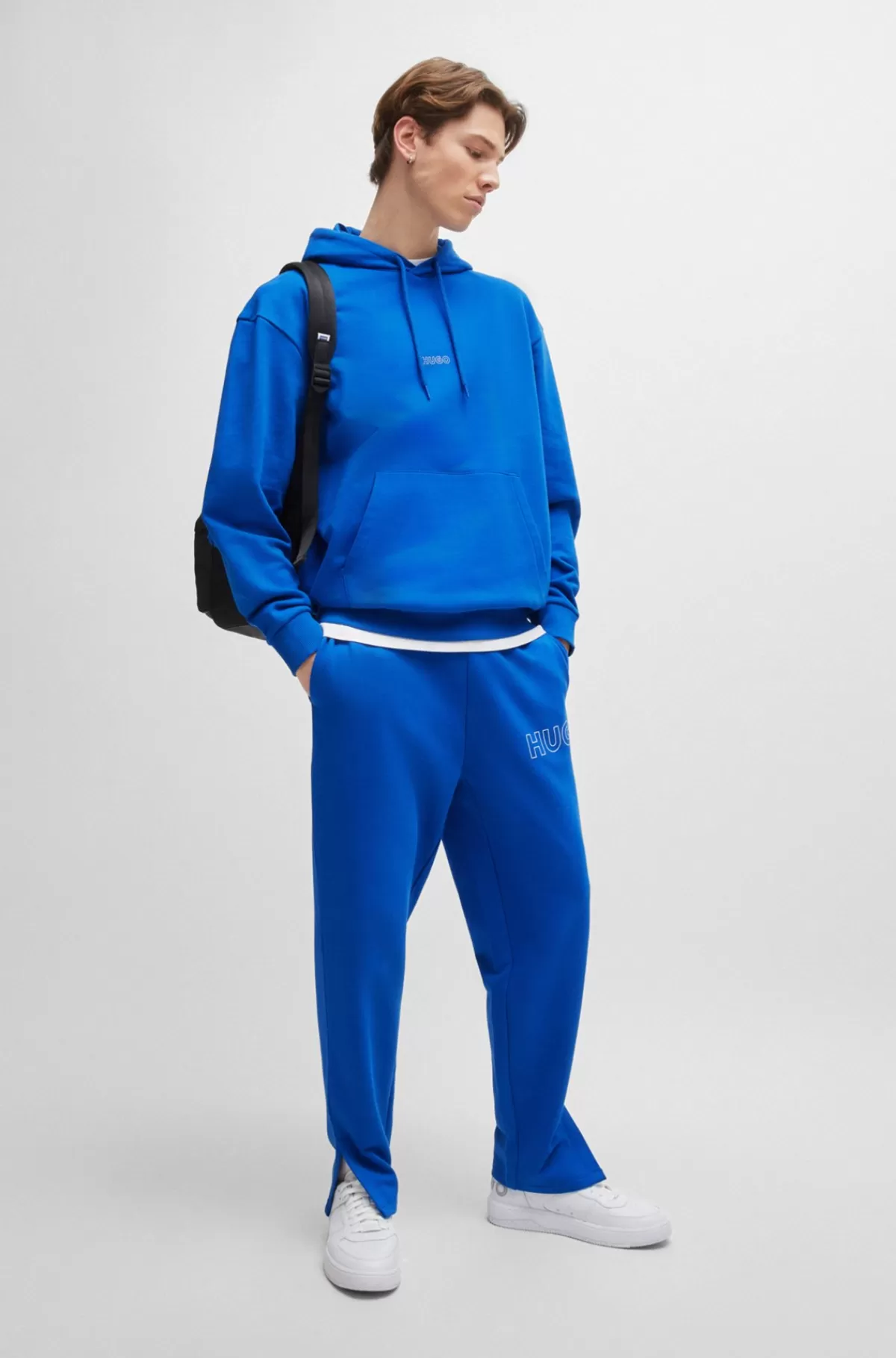 HUGO BOSS Tracksuit-bukser I Sweatkvalitet Af Bomuld Med Loose Fit Og Konturlogo Blå Best
