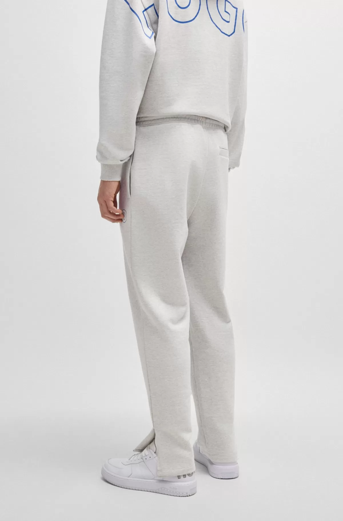 HUGO BOSS Tracksuit-bukser I Sweatkvalitet Af Bomuld Med Loose Fit Og Konturlogo Lysegrå Online
