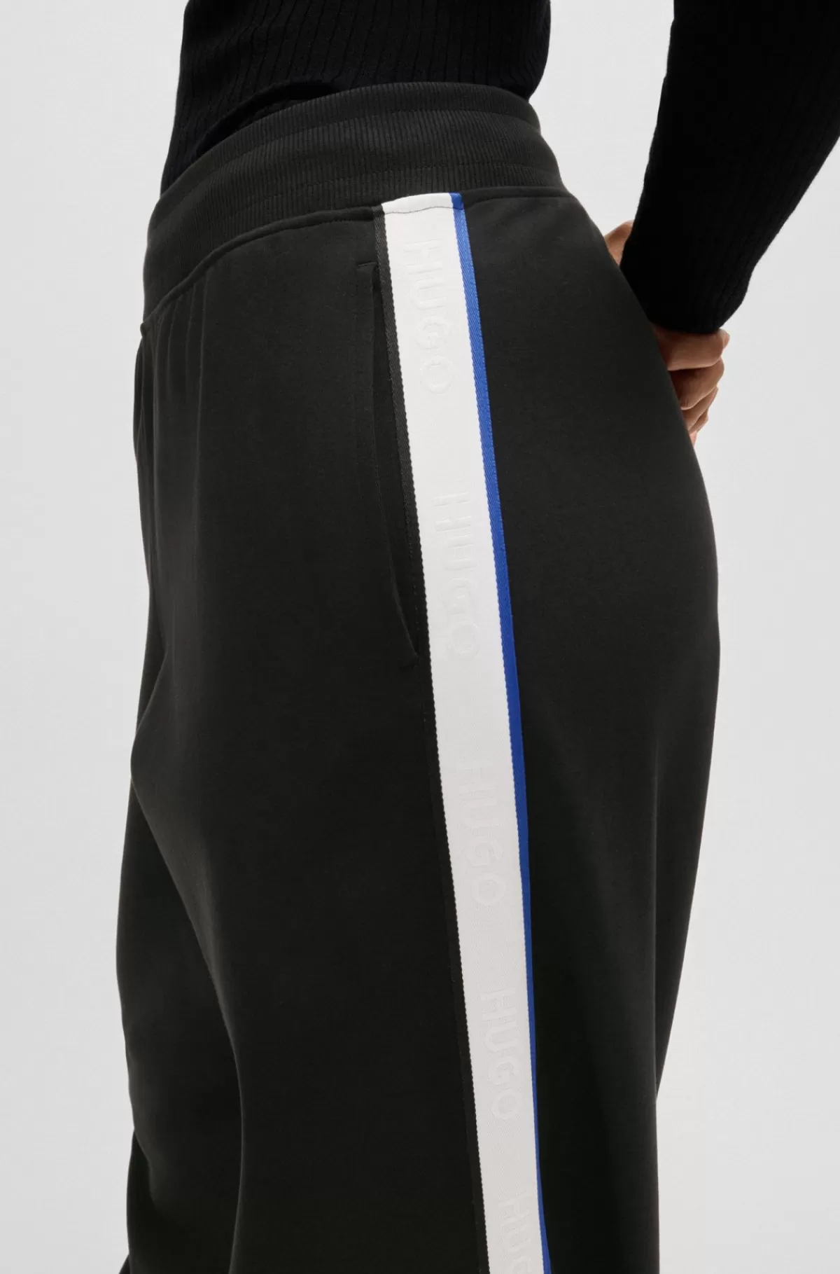 HUGO BOSS Tracksuit-bukser Med Brede Ben I Bomuld Med Stræk Og Logobånd Sort Shop