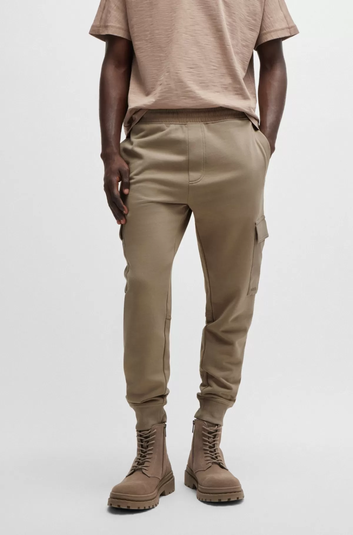 HUGO BOSS Tracksuit-bukser Med Cargolommer I Sweatkvalitet Af Bomuld Lysebrun Best Sale