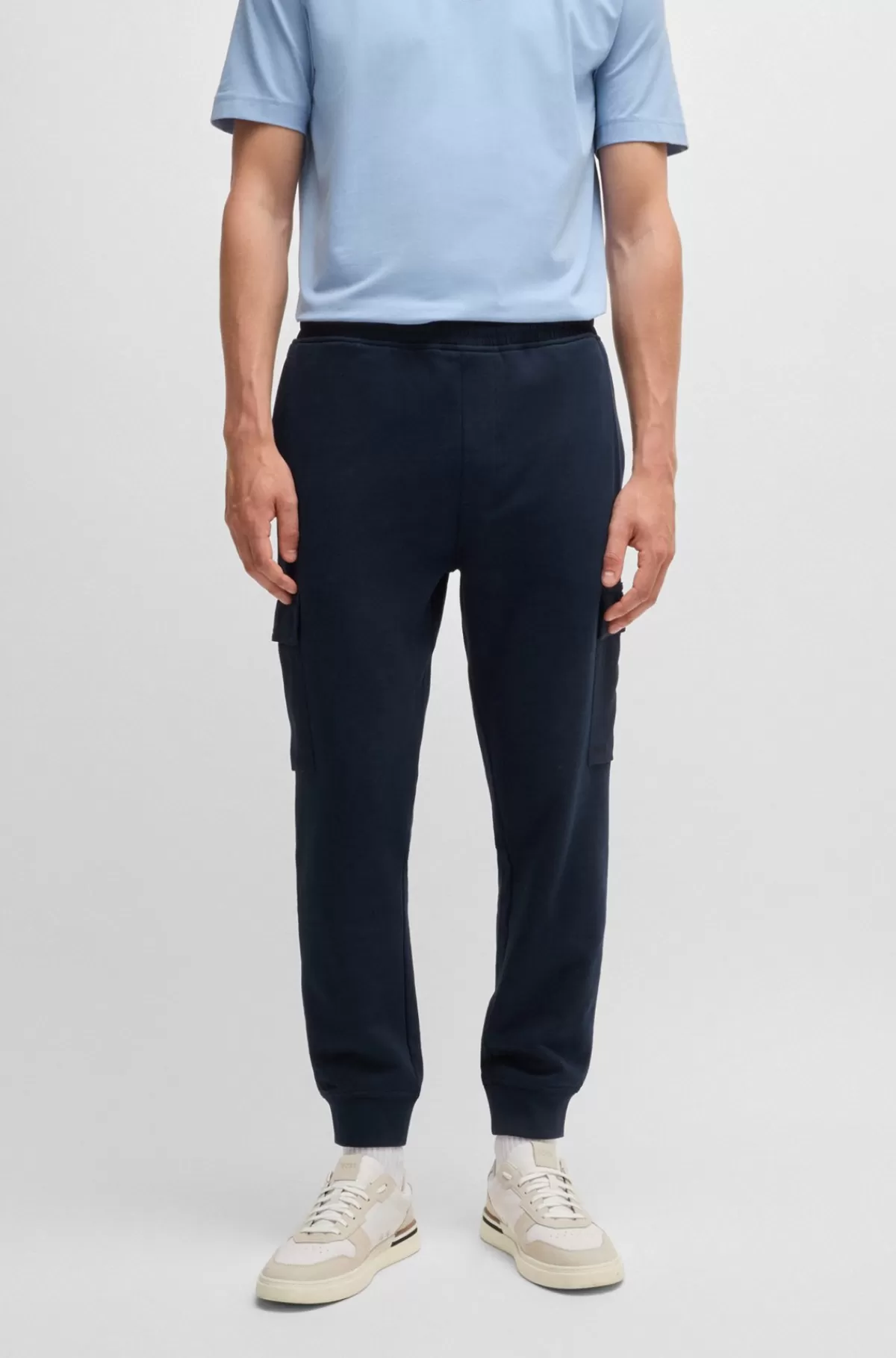 HUGO BOSS Tracksuit-bukser Med Cargolommer I Sweatkvalitet Af Bomuld Mørkeblå Best Sale