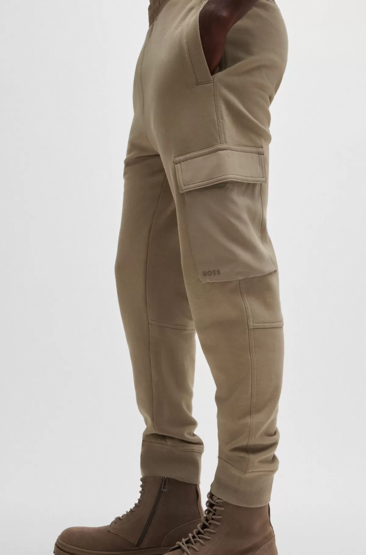 HUGO BOSS Tracksuit-bukser Med Cargolommer I Sweatkvalitet Af Bomuld Lysebrun Best Sale