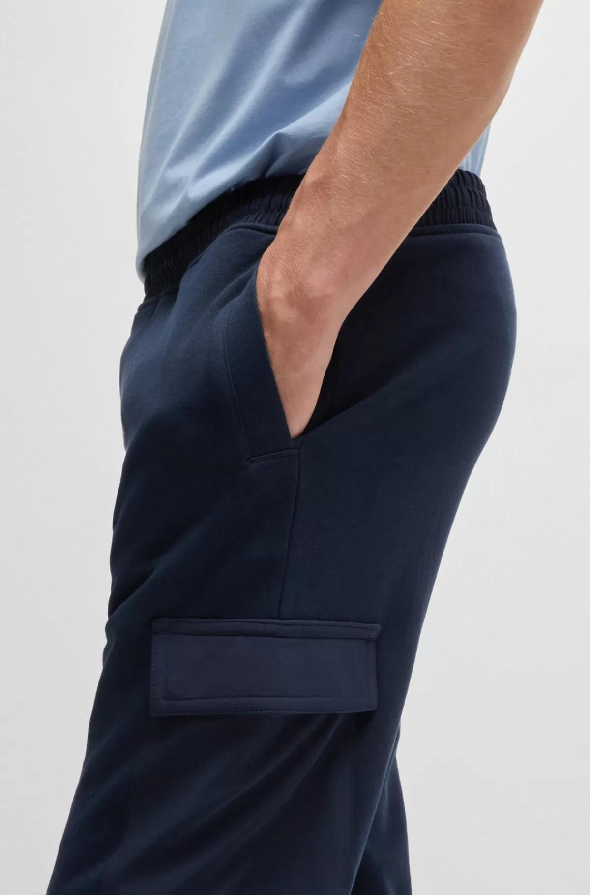 HUGO BOSS Tracksuit-bukser Med Cargolommer I Sweatkvalitet Af Bomuld Mørkeblå Best Sale