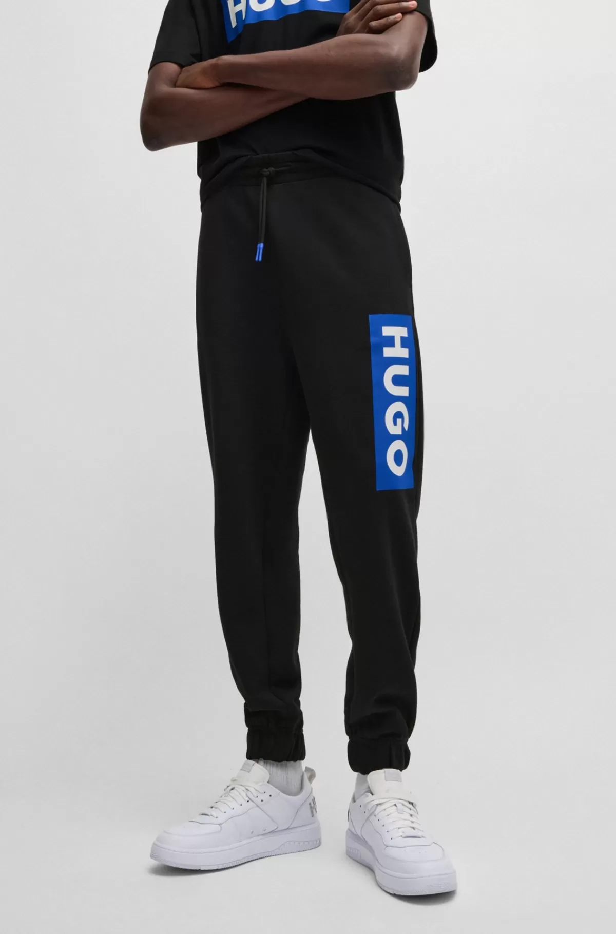 HUGO BOSS Tracksuit-bukser Med Logoprint I Bomuldsfrotté Sort Sale