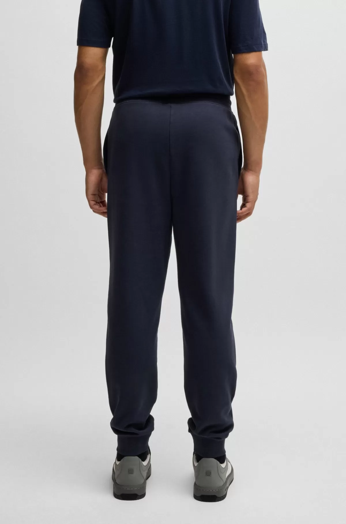 HUGO BOSS Tracksuit-bukser Med Logoprint I Bomuldsfrotté Mørkeblå Fashion