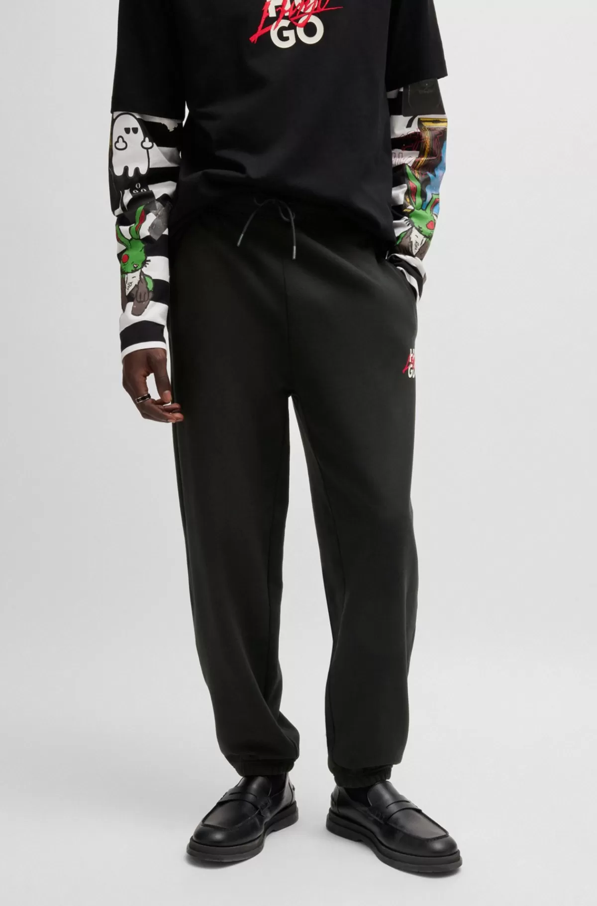 HUGO BOSS Tracksuit-bukser Med Logoprint I Sweatkvalitet Af Bomuld Sort Best
