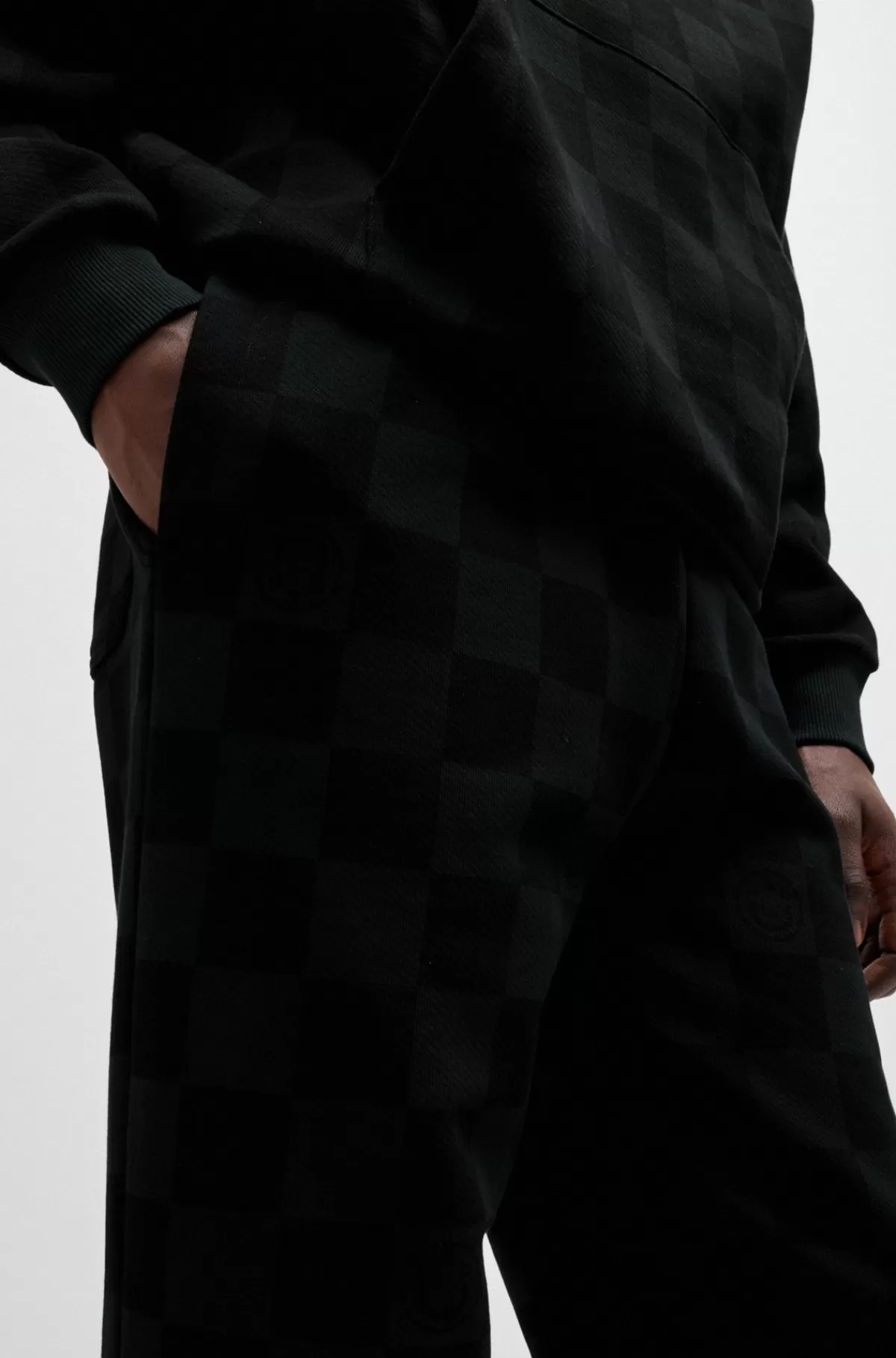 HUGO BOSS Tracksuit-bukser Med Loose Fit Og Skakternet Print Sort Best