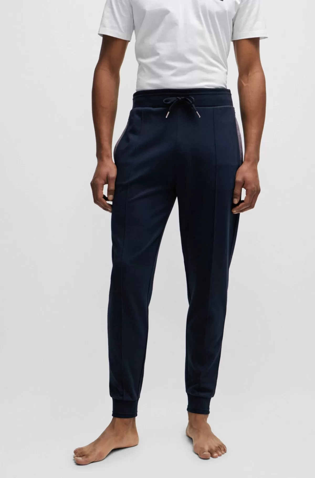 HUGO BOSS Tracksuit-bukser Med Manchetter Og Broderet Logo Mørkeblå Shop