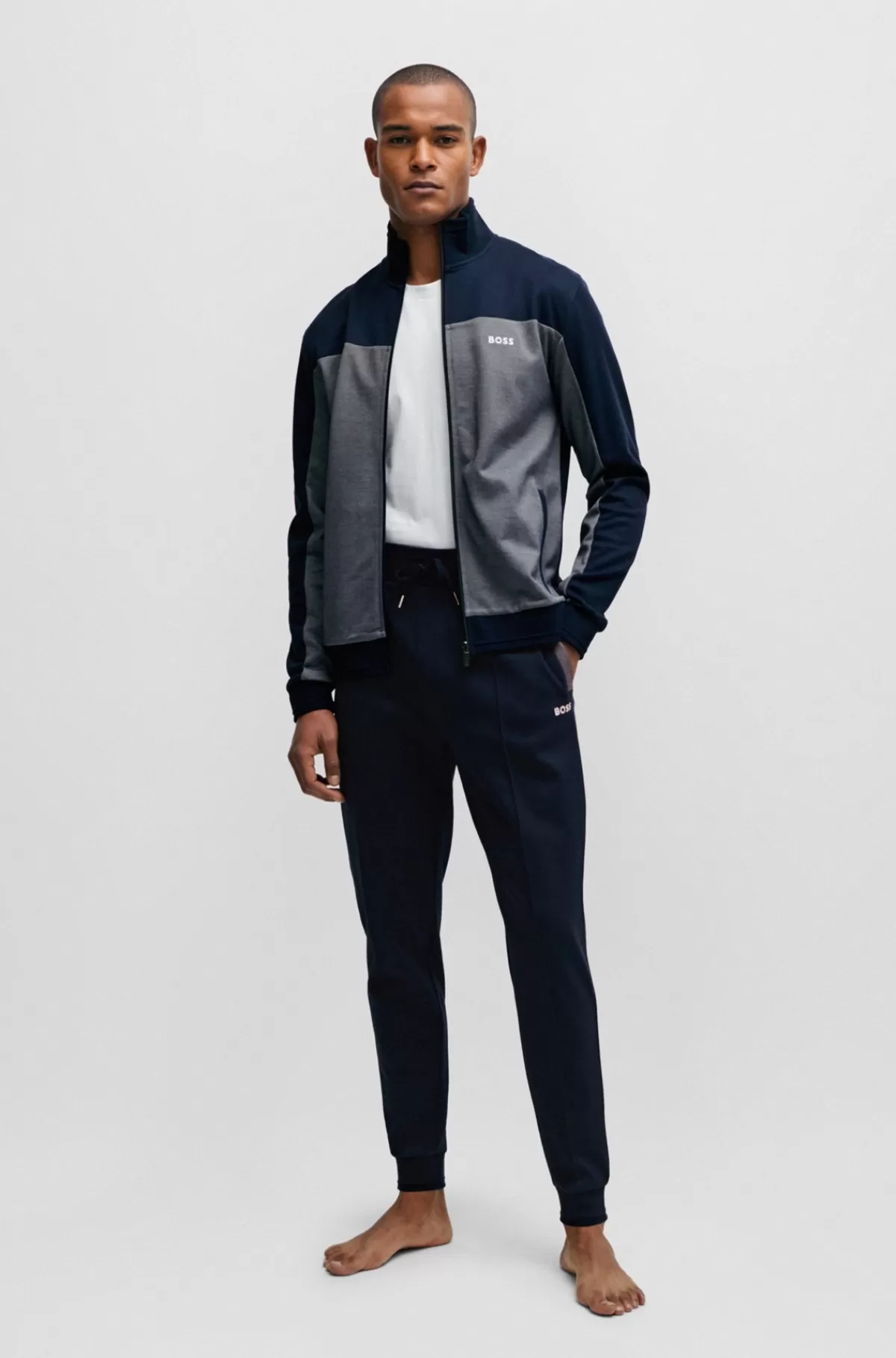 HUGO BOSS Tracksuit-bukser Med Manchetter Og Broderet Logo Mørkeblå Shop