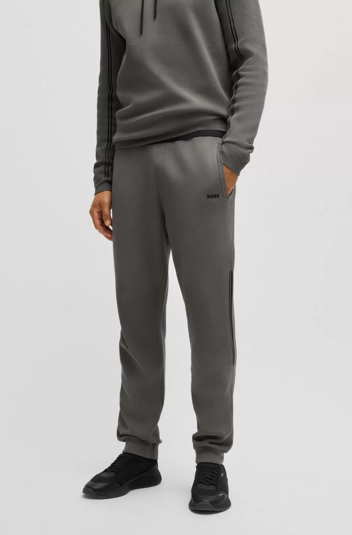 HUGO BOSS Tracksuit-bukser Med Regular Fit, Striber Og Branding Grå Hot
