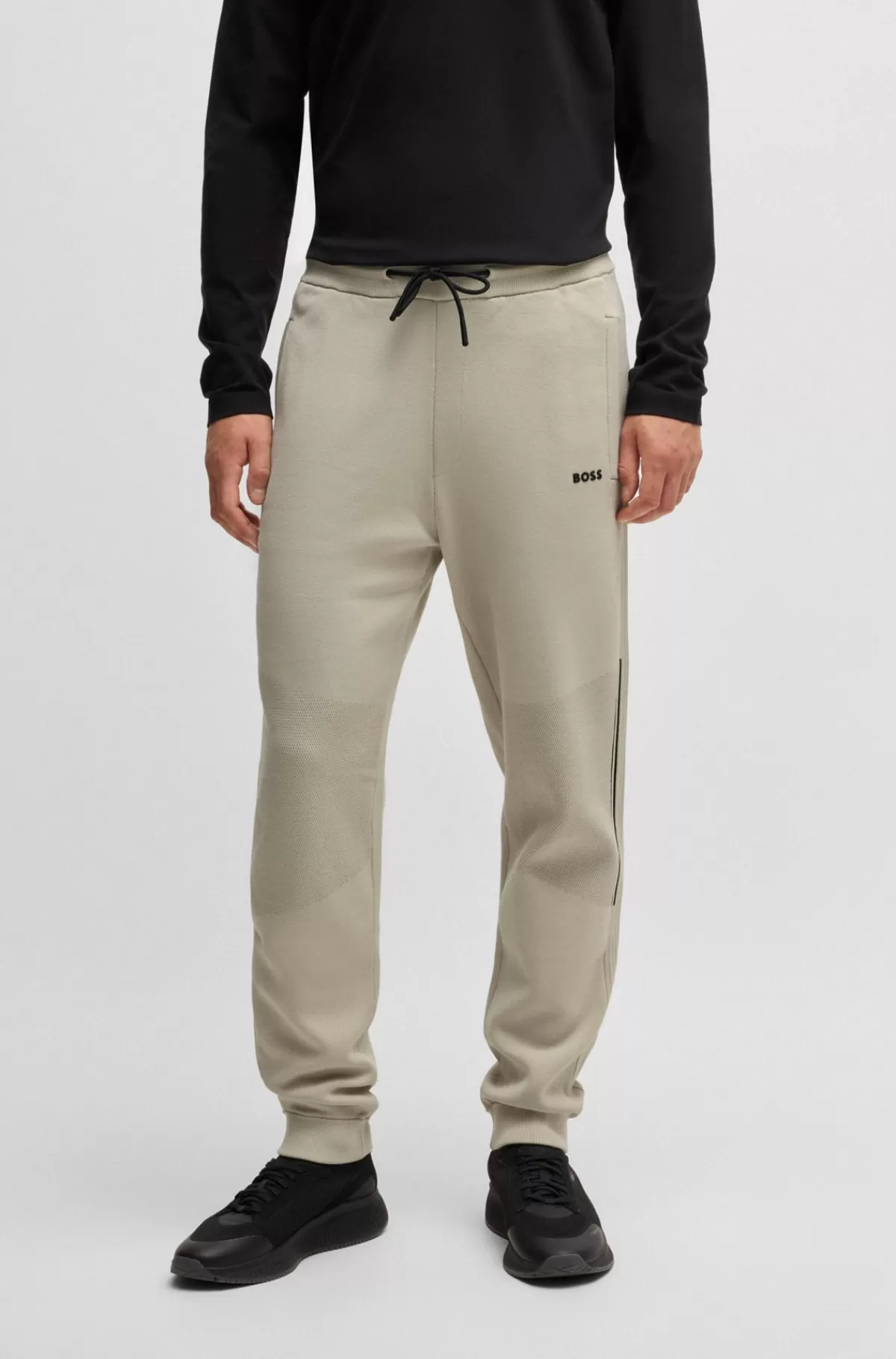 HUGO BOSS Tracksuit-bukser Med Regular Fit, Striber Og Branding Lys beige Cheap