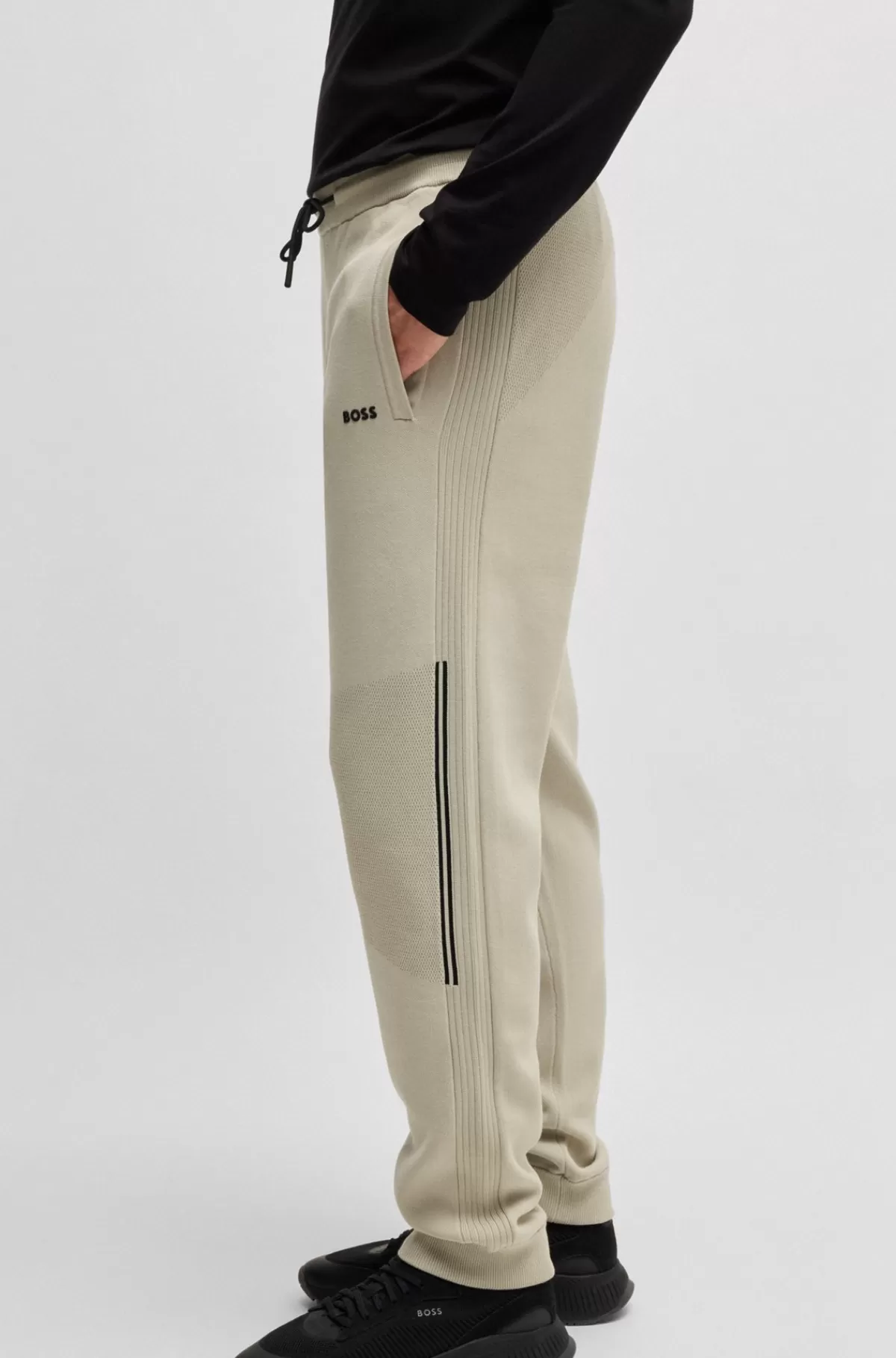 HUGO BOSS Tracksuit-bukser Med Regular Fit, Striber Og Branding Lys beige Cheap