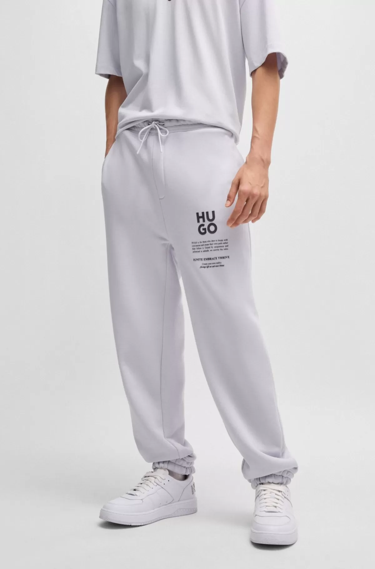 HUGO BOSS Tracksuit-bukser Med Relaxed Fit Og Logo Samt Slogan Lyslilla New