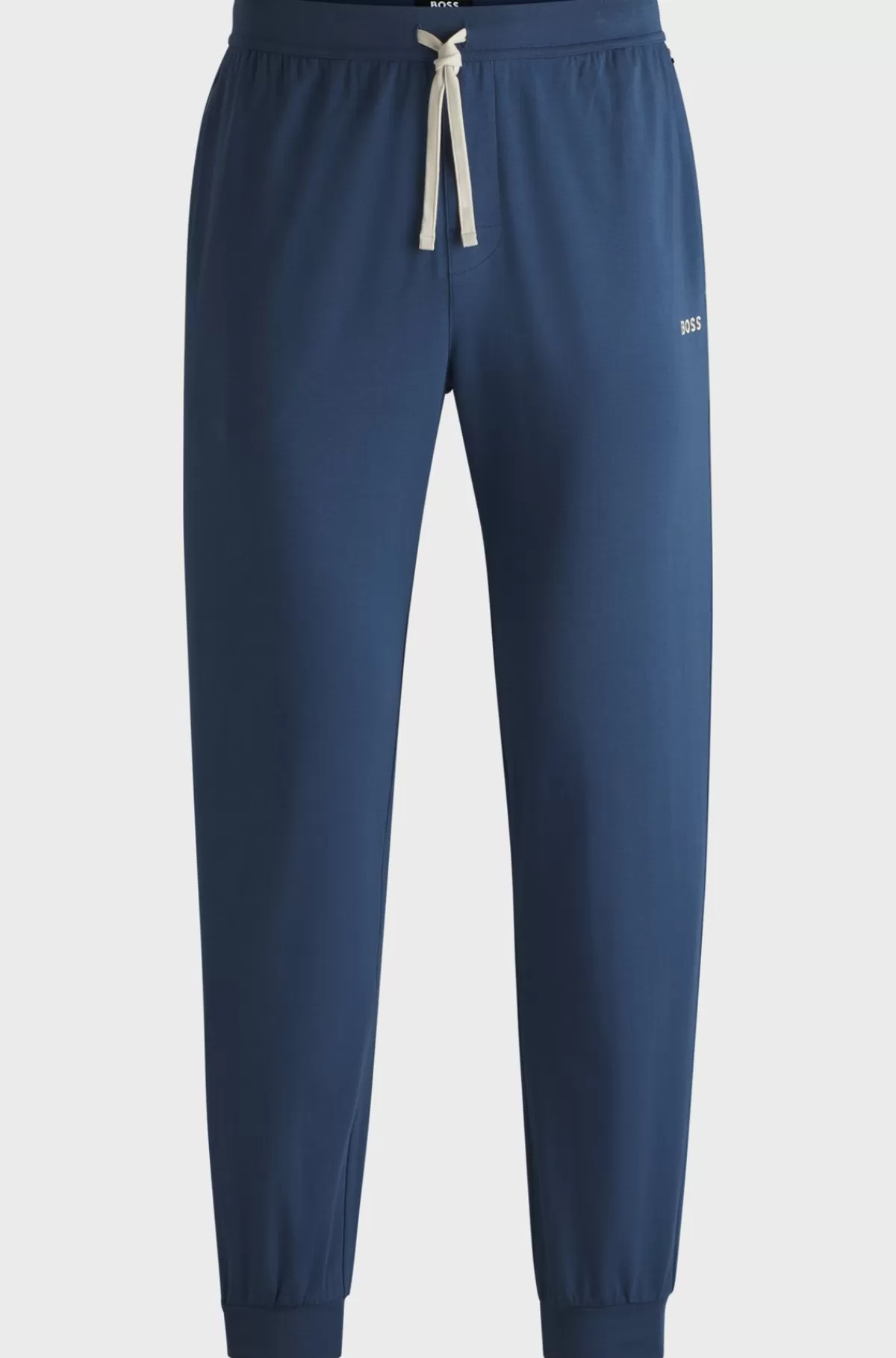 HUGO BOSS Tracksuit-bukser Med Tætsiddende Buksebenskant Og Broderet Logo I Bomuld Med Stræk Blå Flash Sale