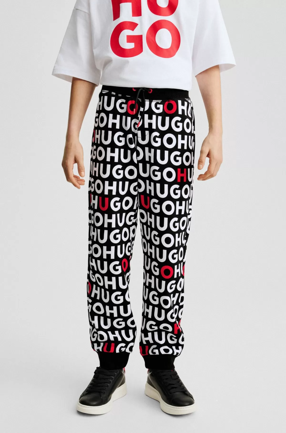 HUGO BOSS Tracksuit-bukser Til Børn I Bomuldsblanding Med Gentaget Logoprint Mønstret Best