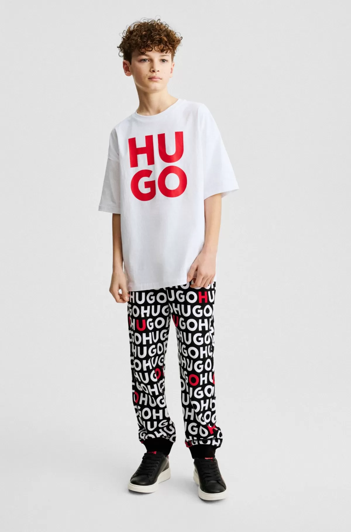HUGO BOSS Tracksuit-bukser Til Børn I Bomuldsblanding Med Gentaget Logoprint Mønstret Best