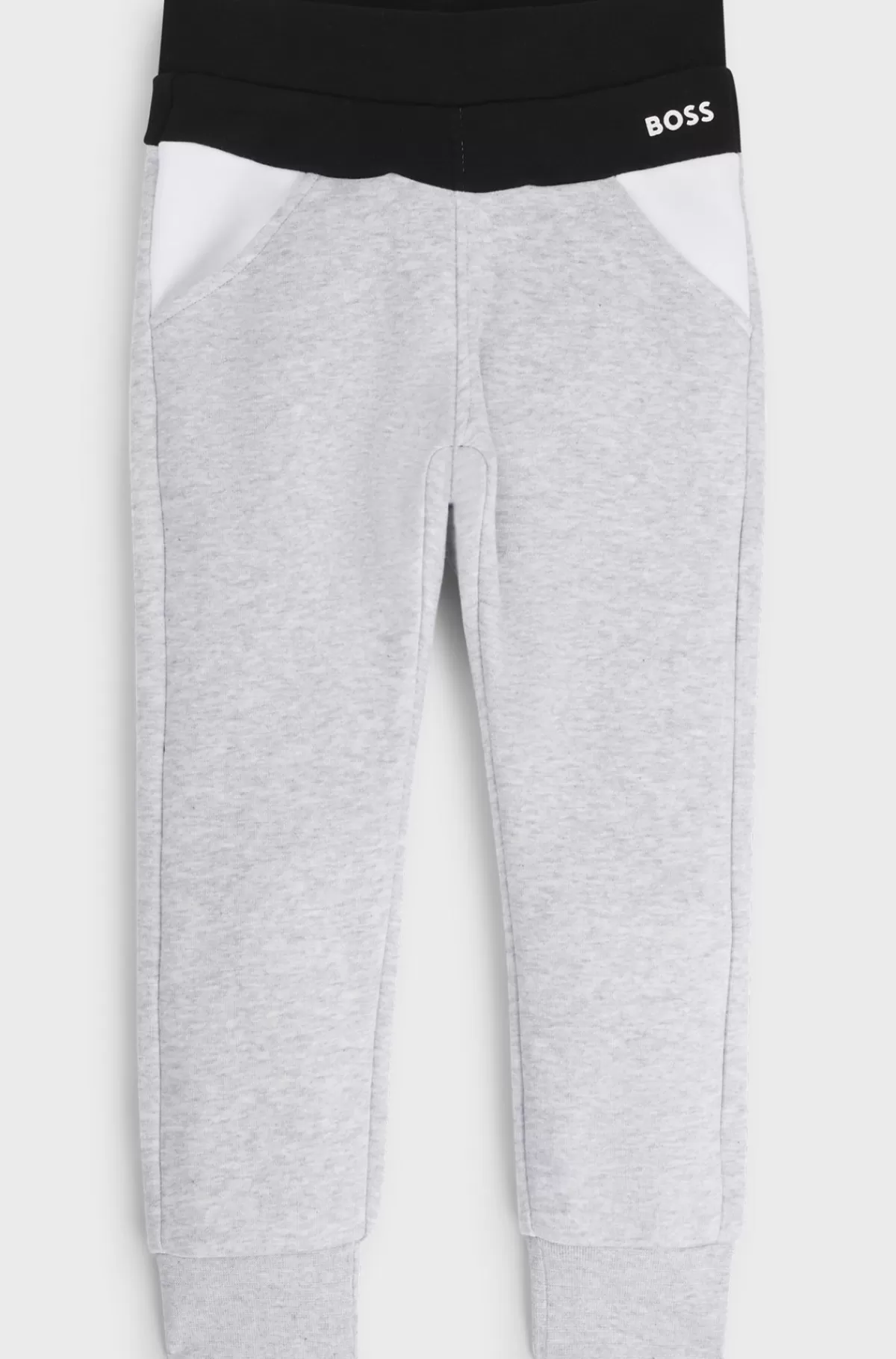 HUGO BOSS Tracksuit-bukser Til Børn I Fleece Af Bomuldsblanding Med Colour Blocking Lysegrå Outlet