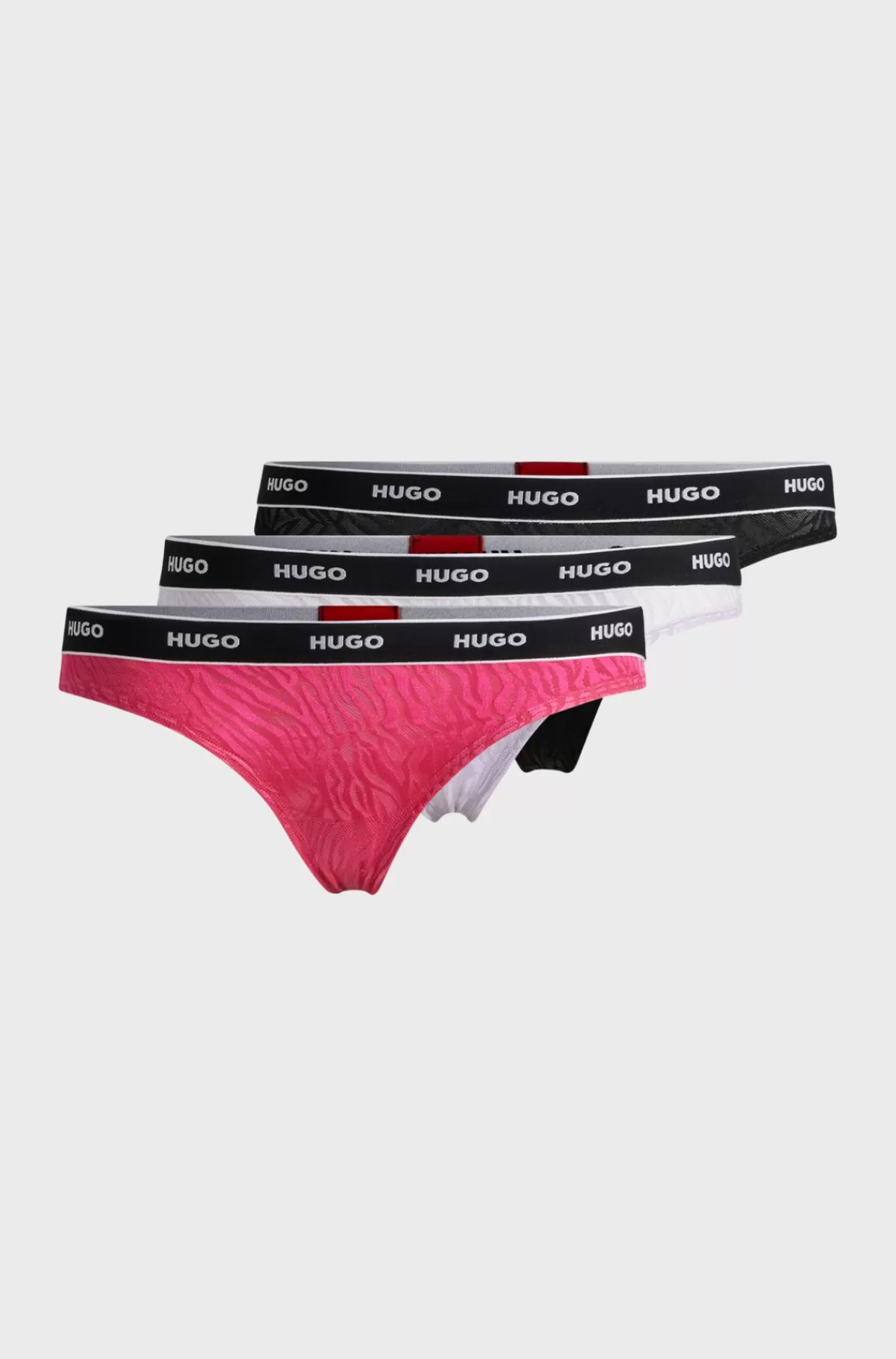 HUGO BOSS Tre Par G-strenge I Gennemsigtigt Stof Med Dyreprint Og Logo Assorteret-forpakket Best