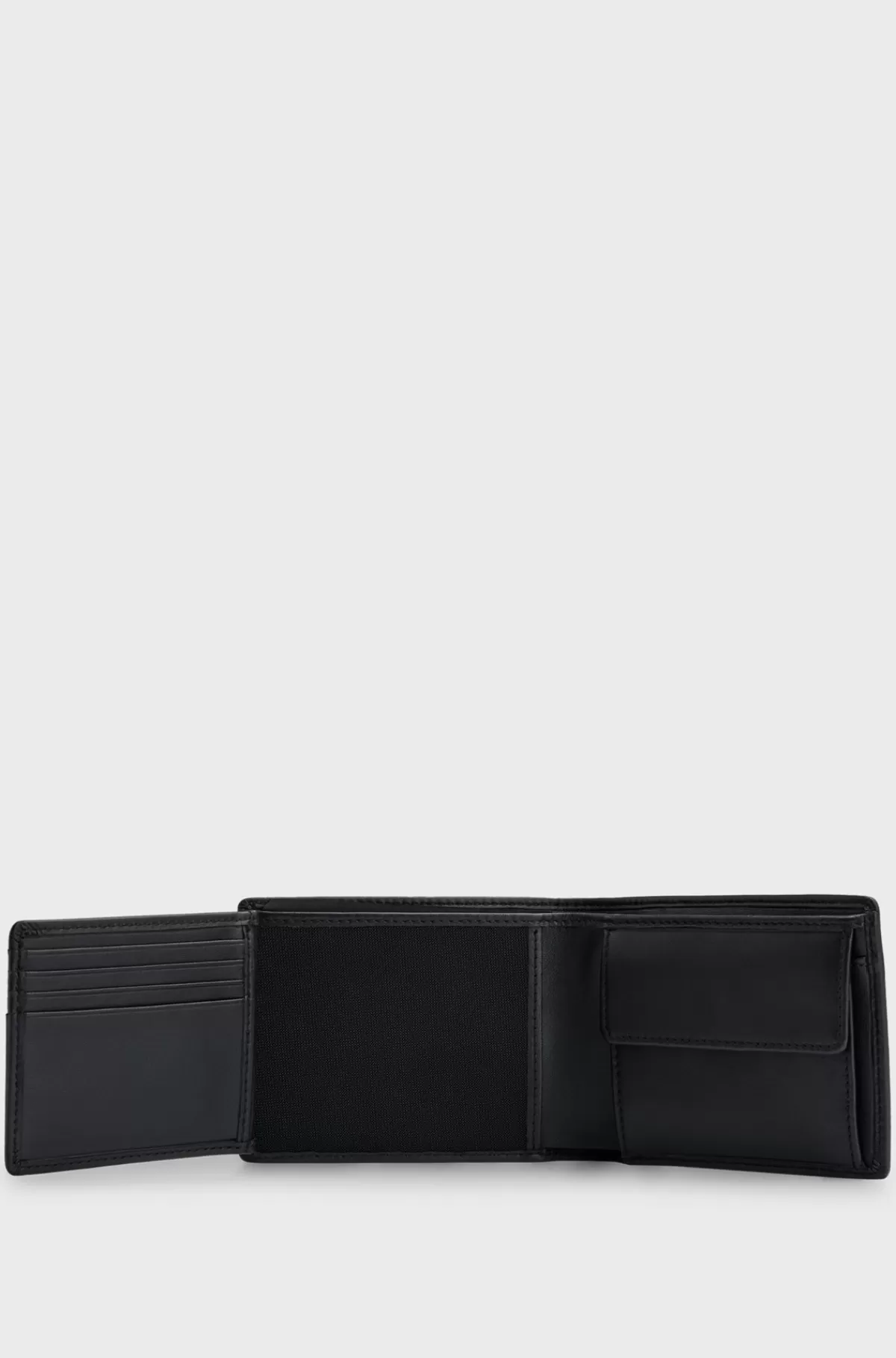 HUGO BOSS Trefoldet Læderpung Med Præget Logo Og Møntlomme Sort Discount