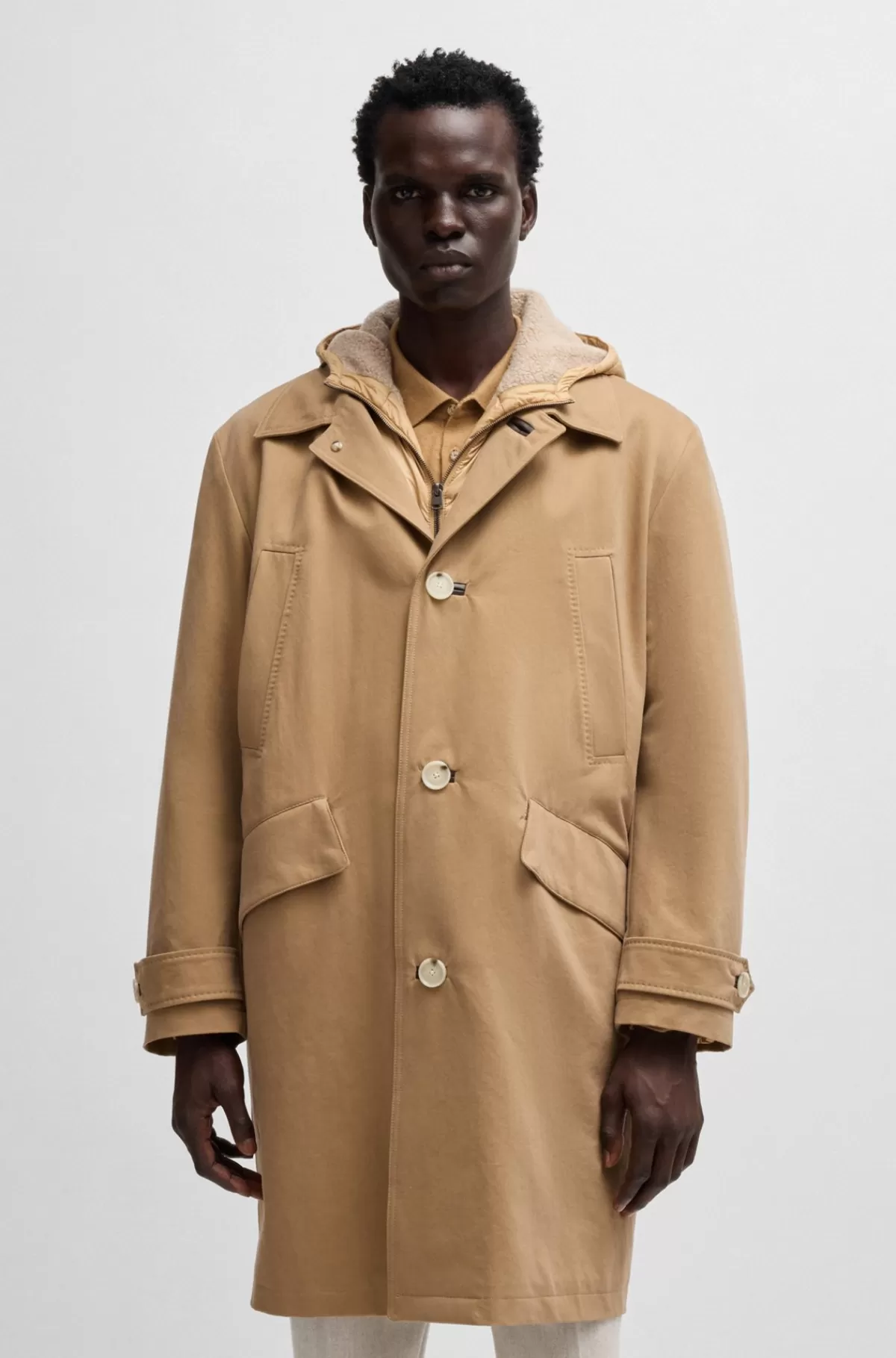 HUGO BOSS Tre-i-én Parkajakke Med Dunfyld Beige Online