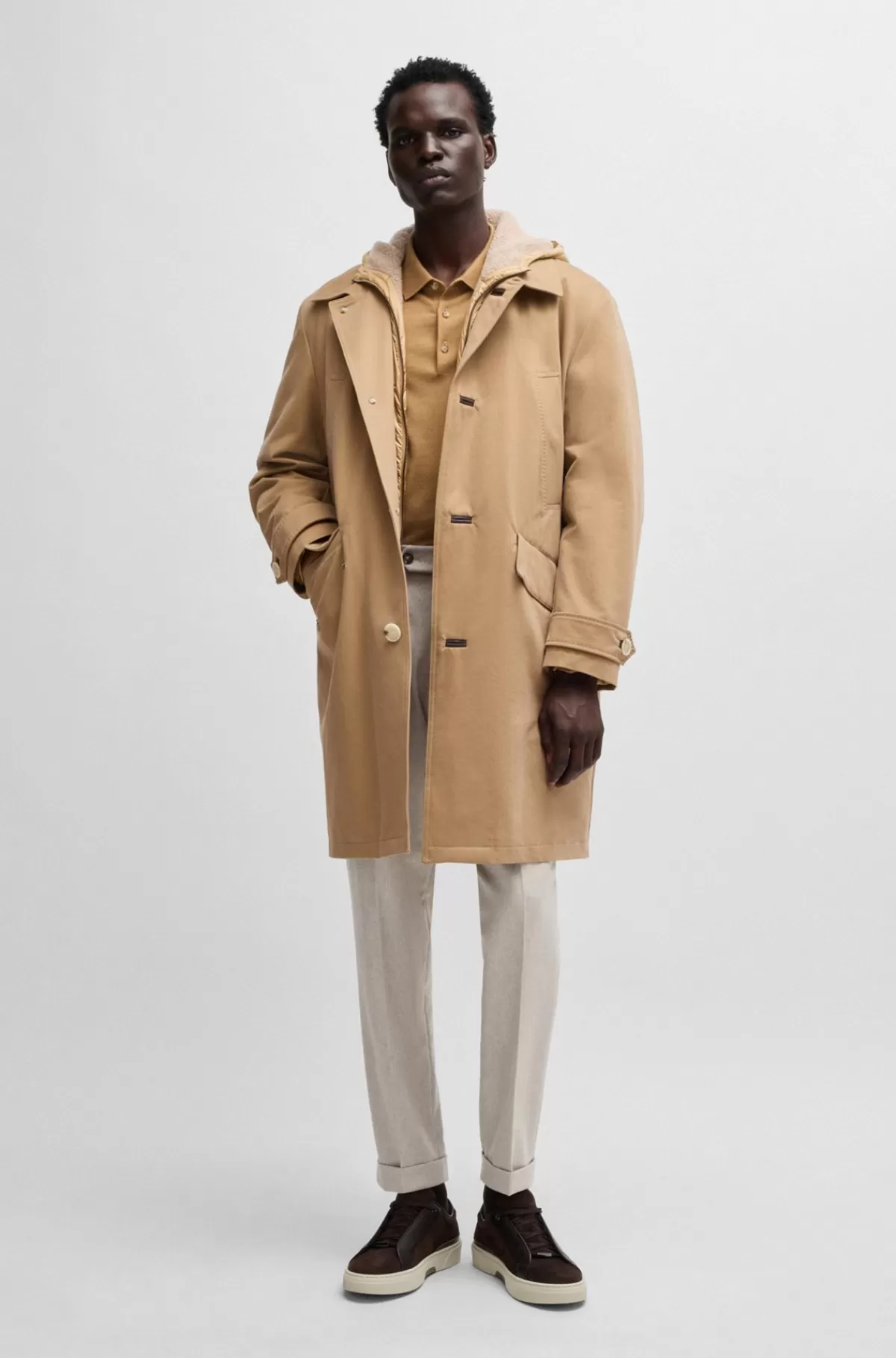 HUGO BOSS Tre-i-én Parkajakke Med Dunfyld Beige Online